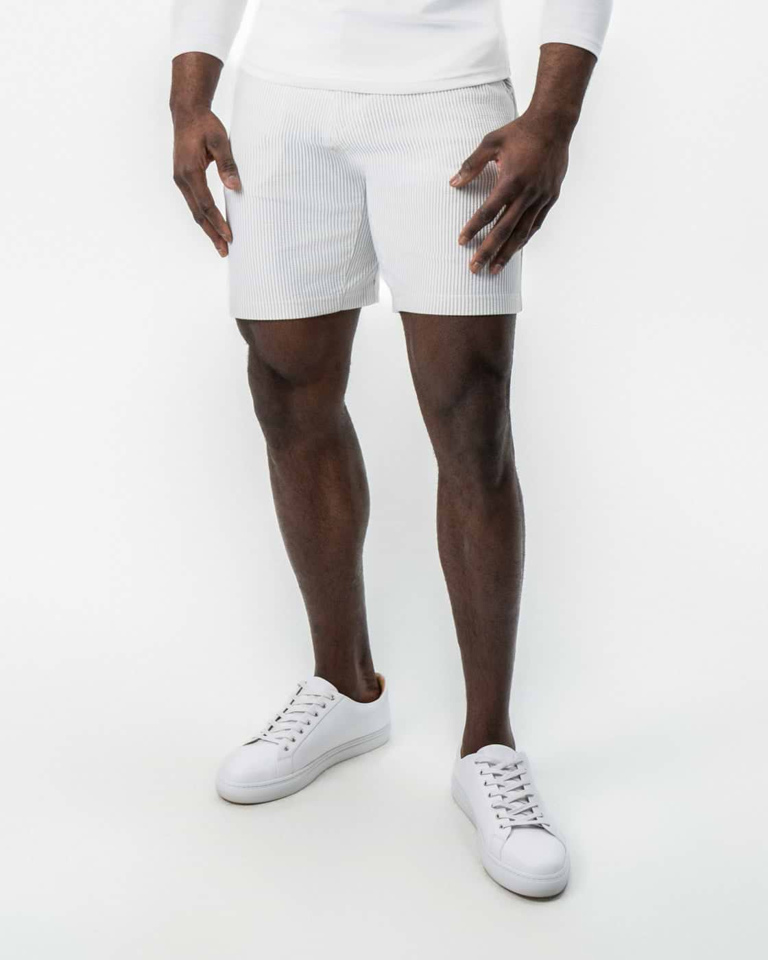 Athletic Fit Shorts - Grey & White Seersucker