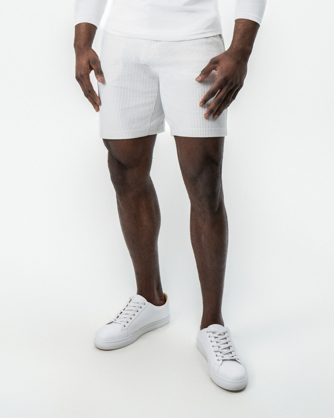 Athletic Fit Shorts - Grey & White Seersucker