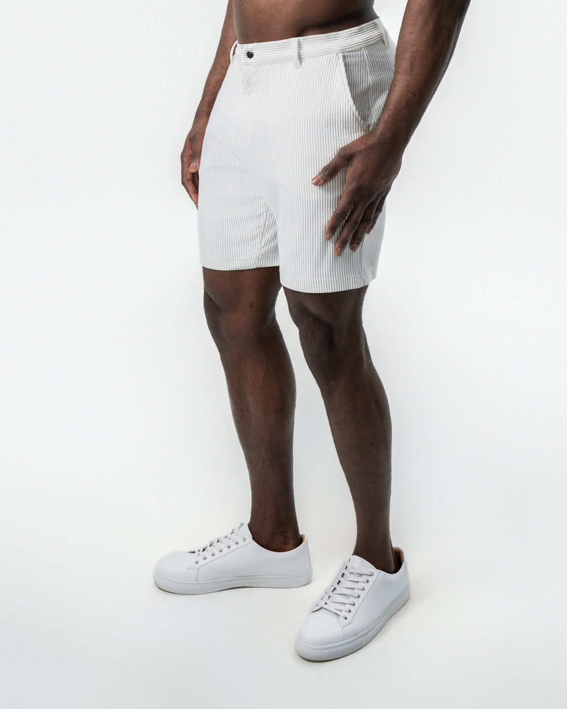 Athletic Fit Shorts - Grey & White Seersucker