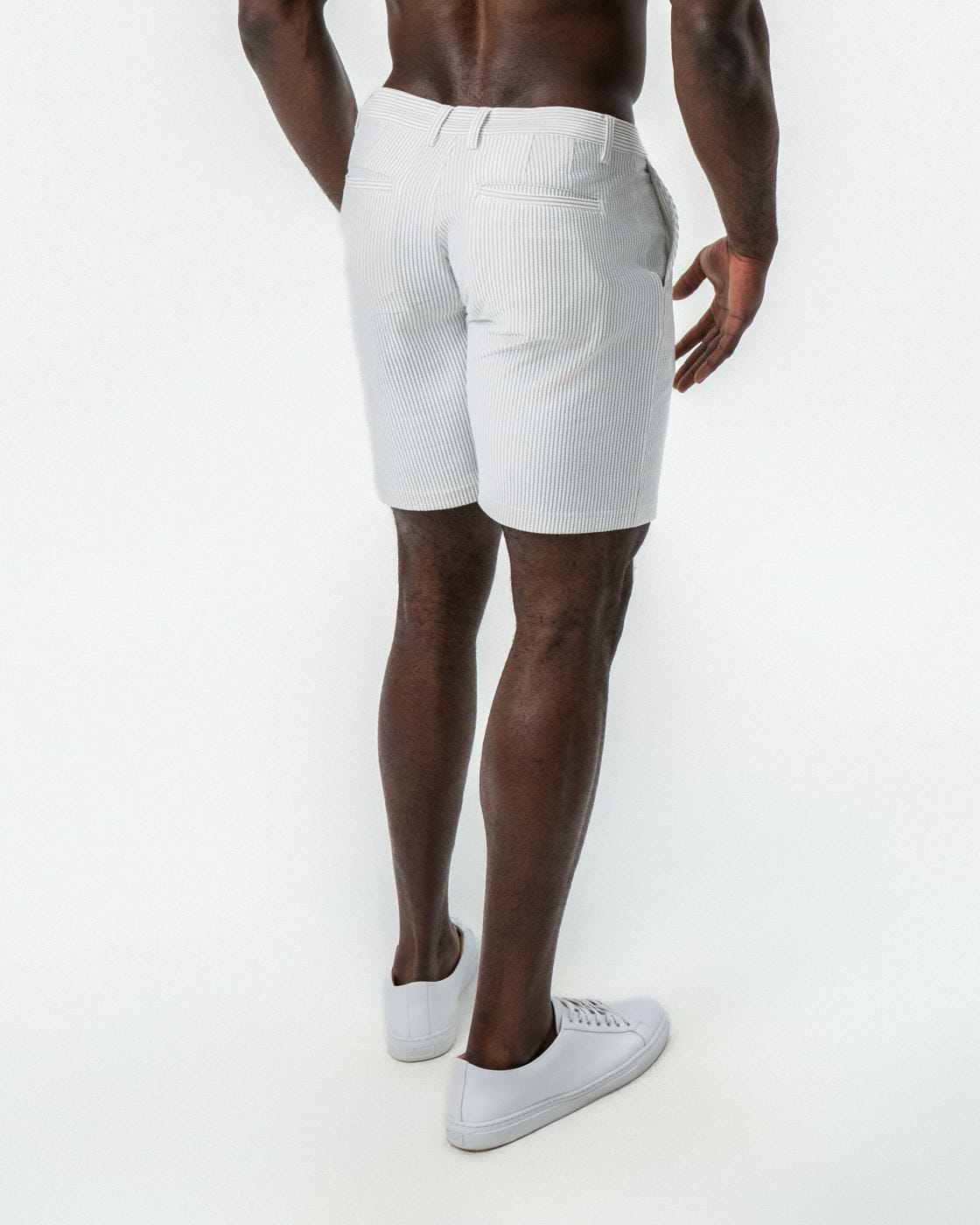 Athletic Fit Shorts - Grey & White Seersucker