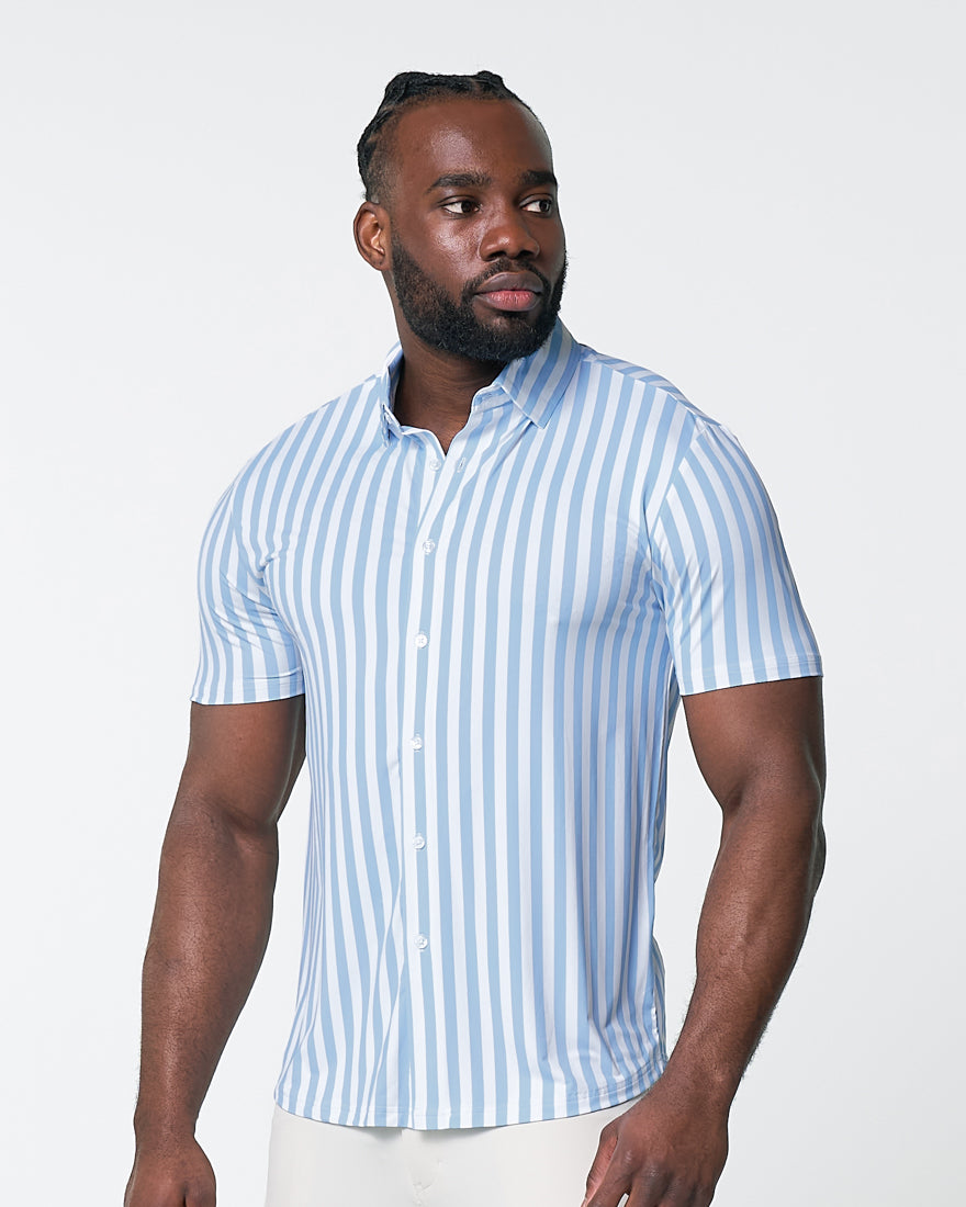 "The Greyson" Light Blue & White Striped