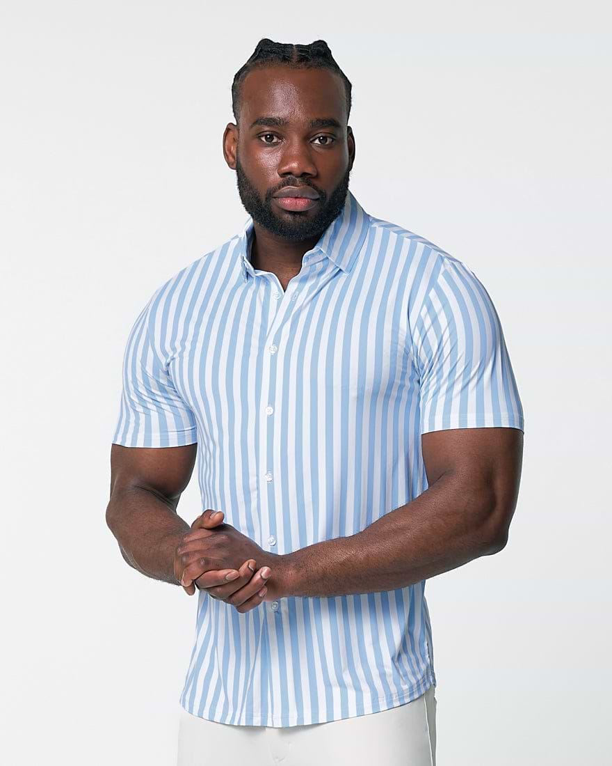 "The Greyson" Light Blue & White Striped