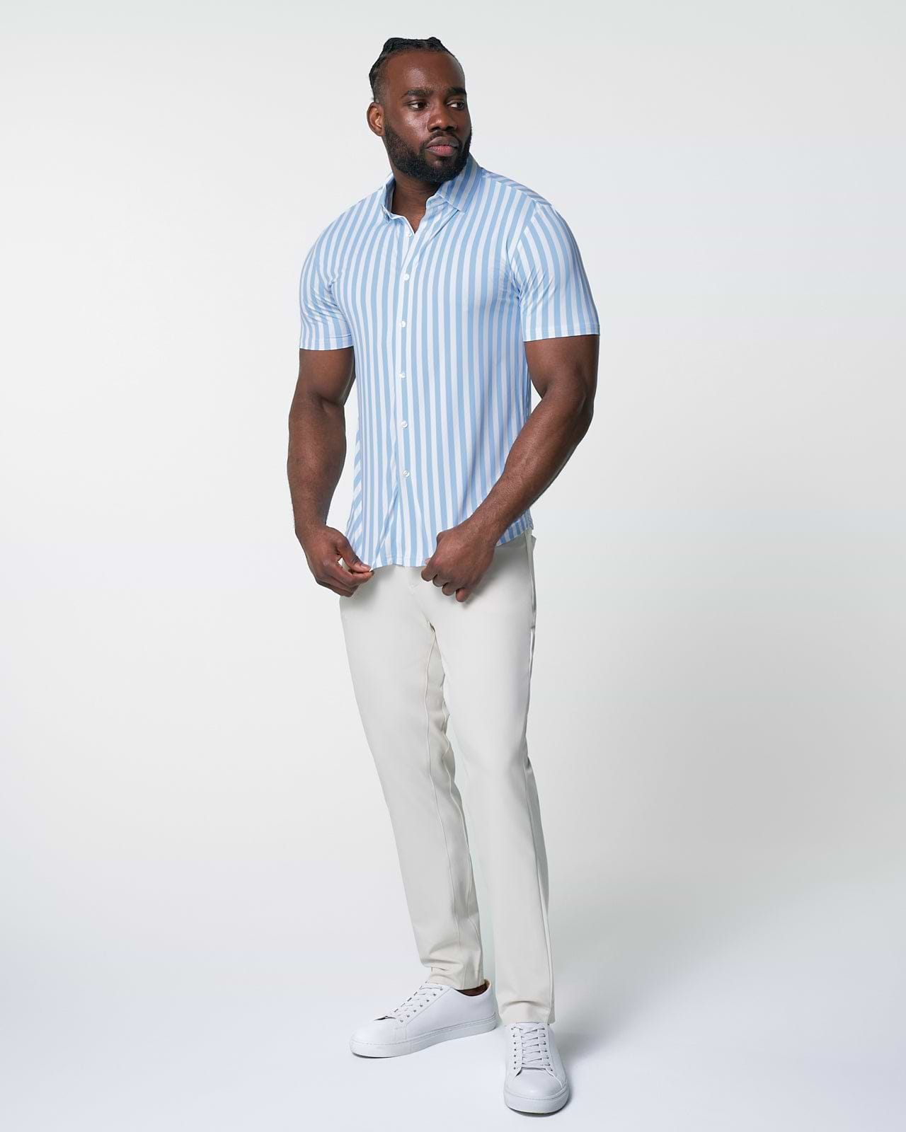 "The Greyson" Light Blue & White Striped