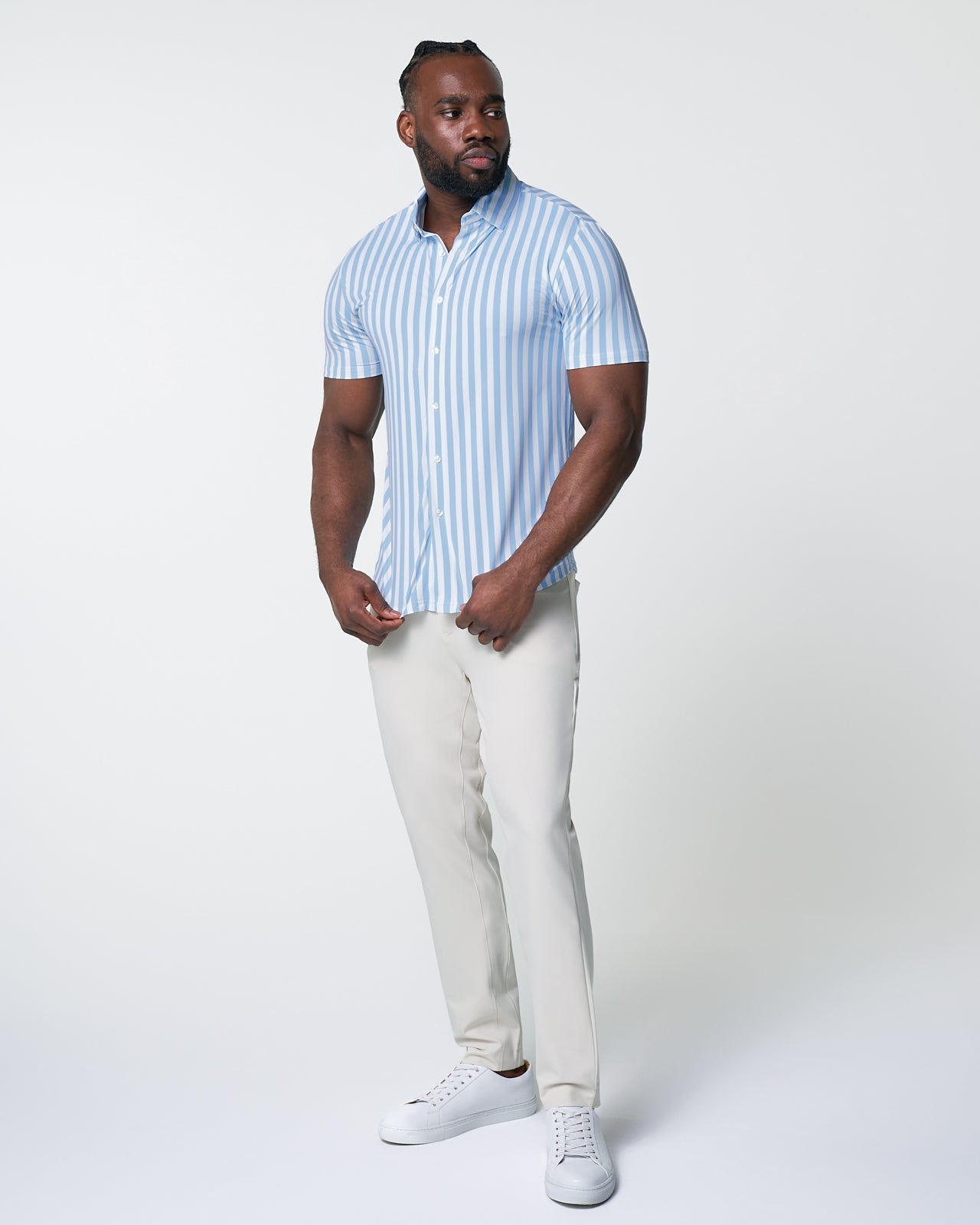 "The Greyson" Light Blue & White Striped