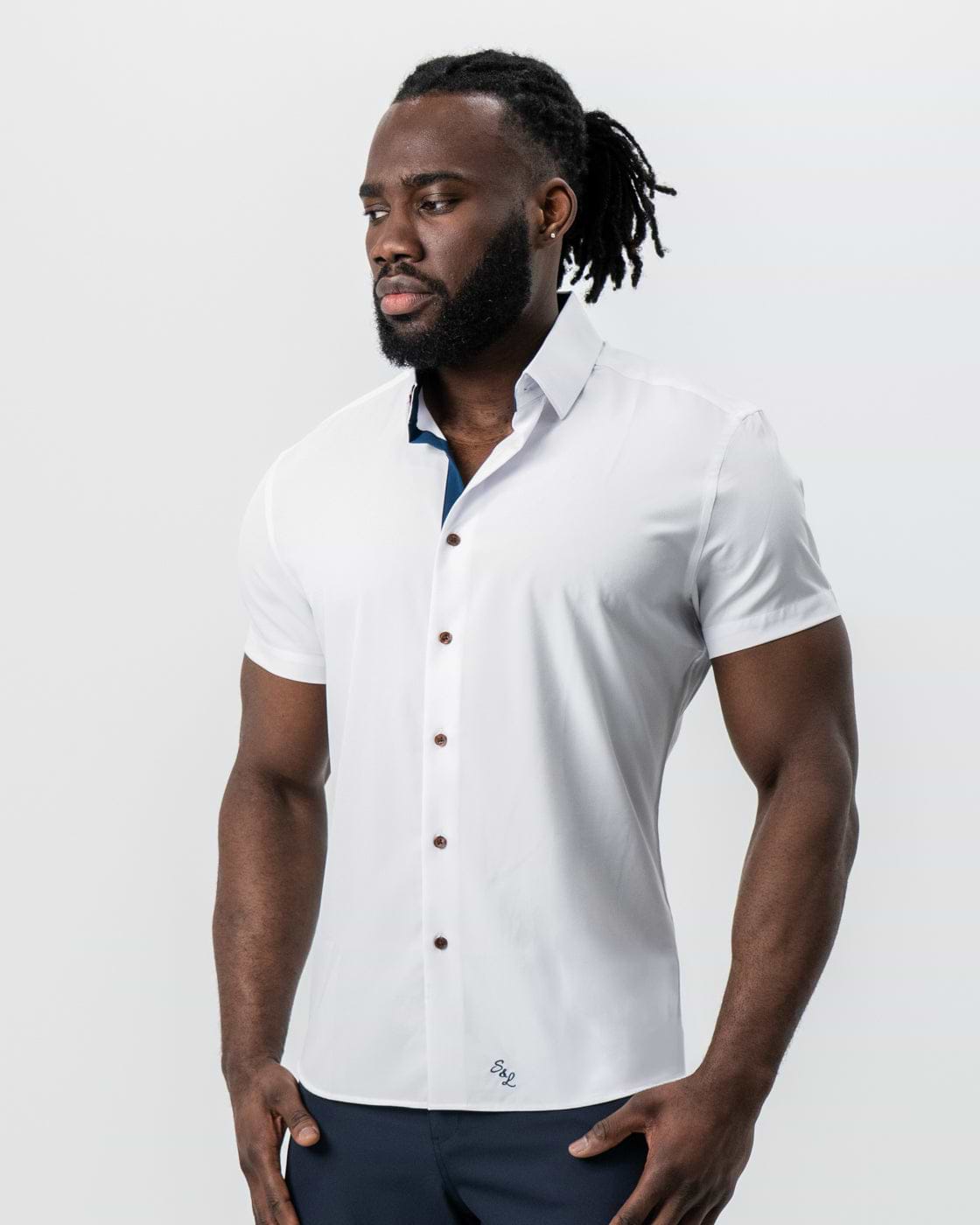 "The Hampton" White with Navy Accents