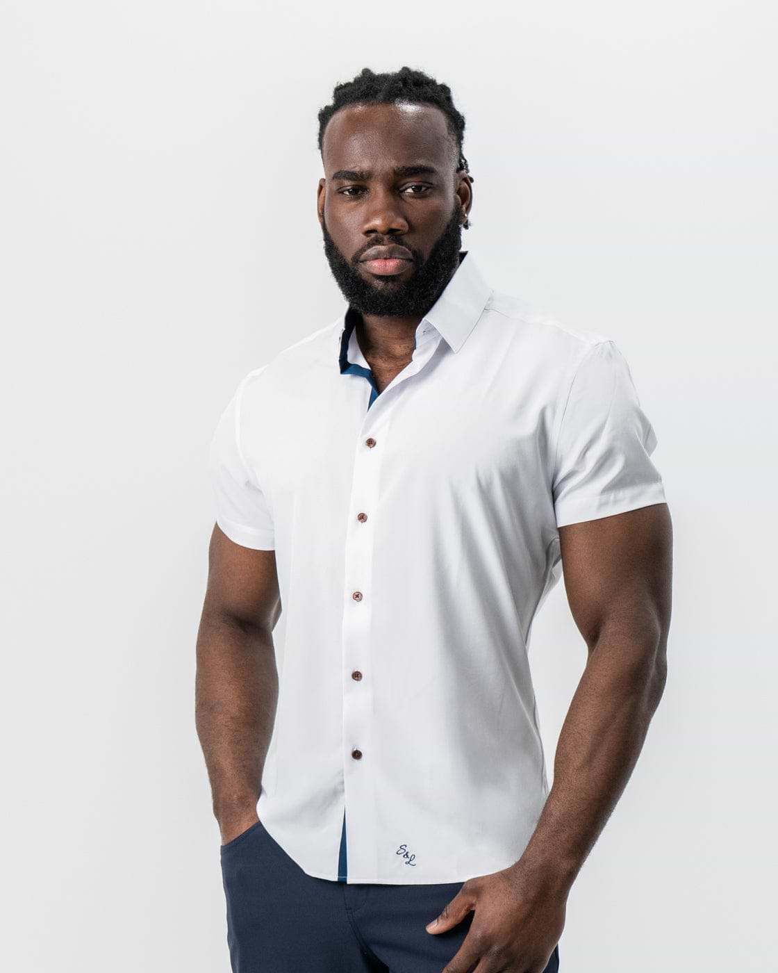 "The Hampton" White with Navy Accents