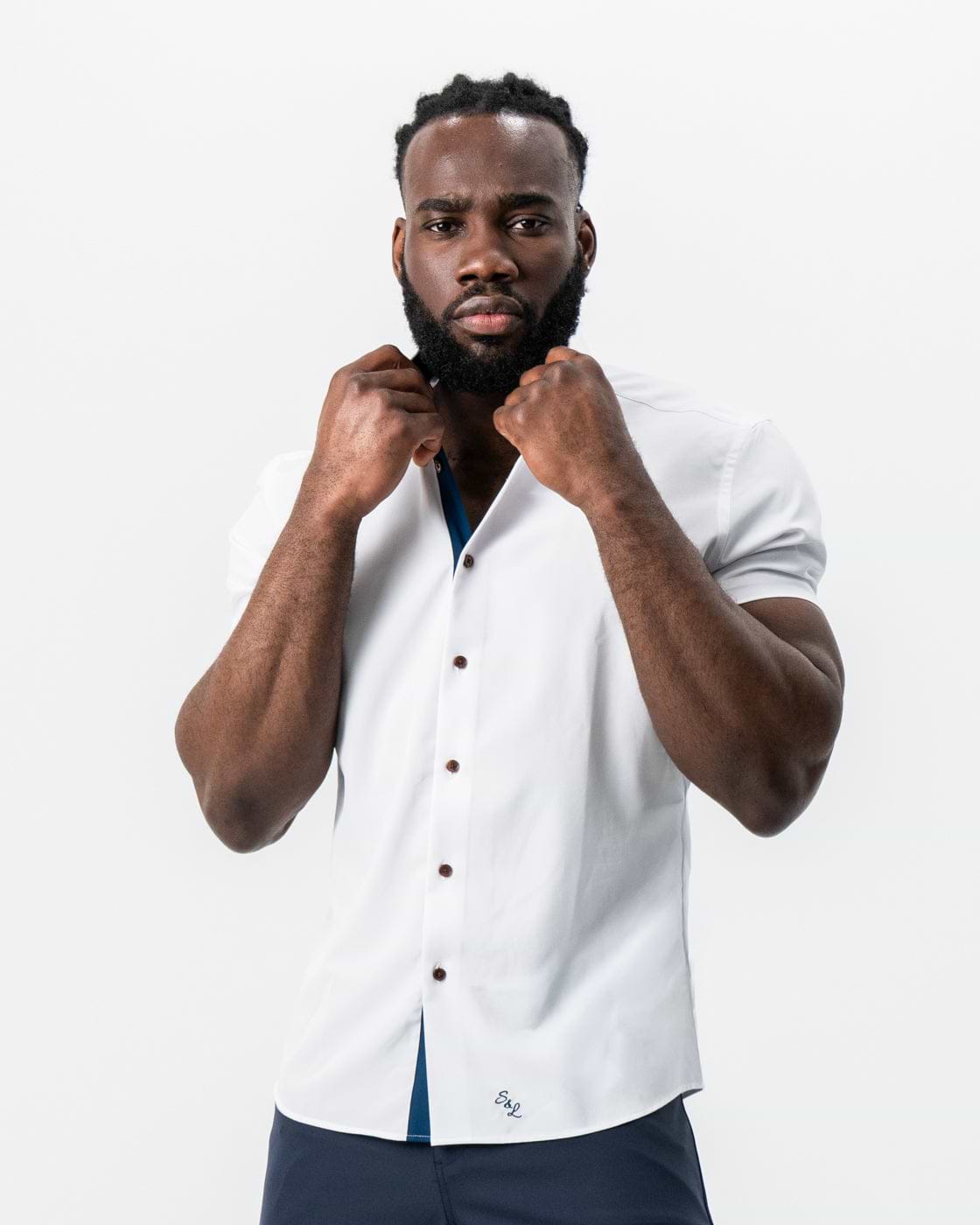 "The Hampton" White with Navy Accents