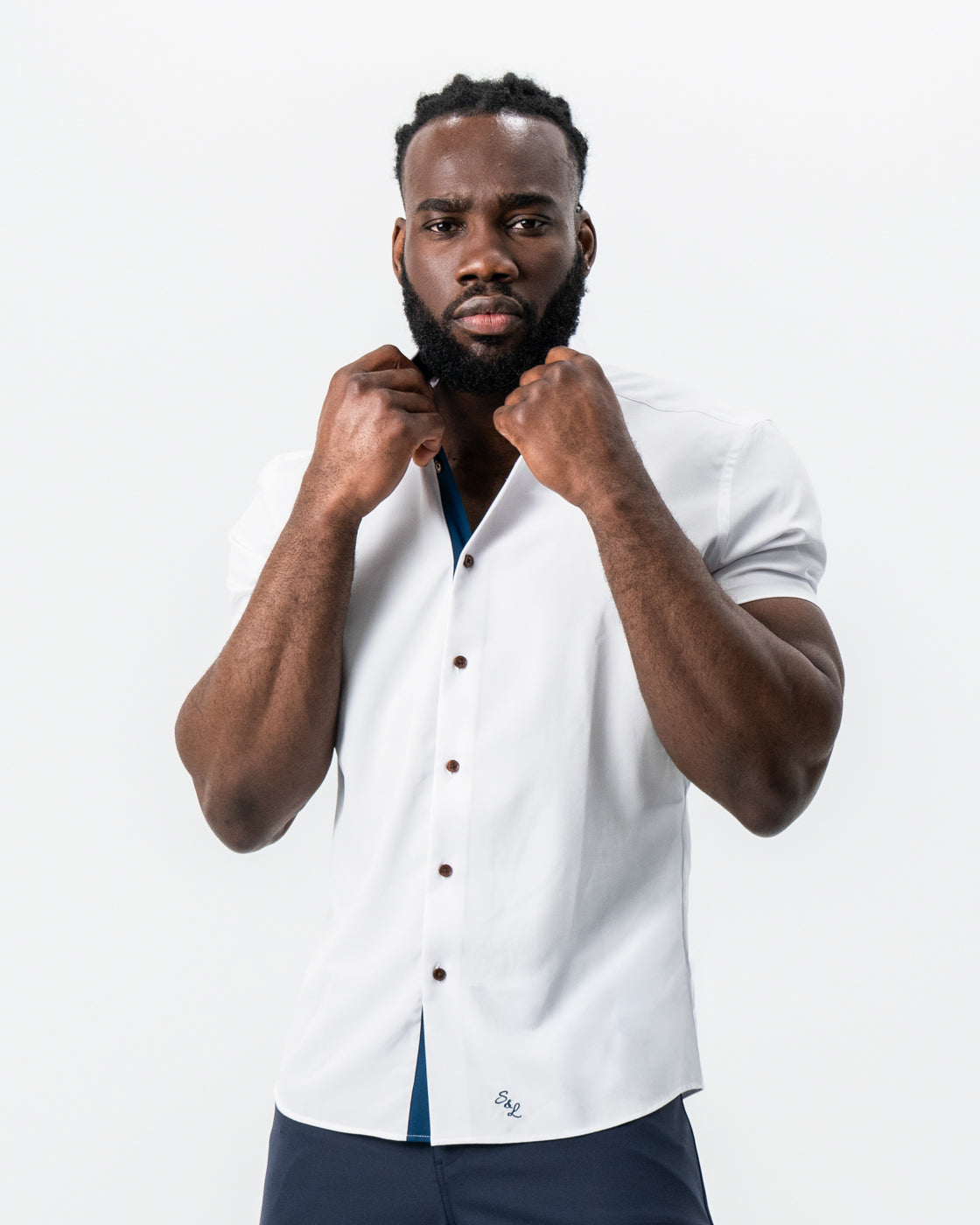 "The Hampton" White with Navy Accents