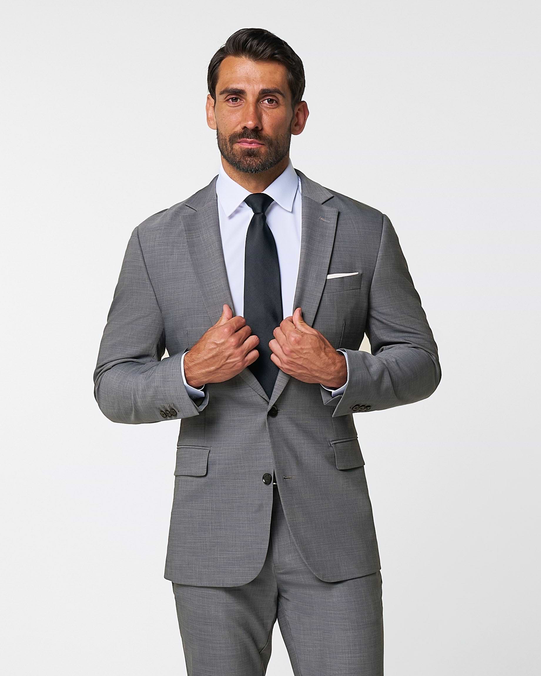 Athletic Fit Stretch Suit - Heathered Grey