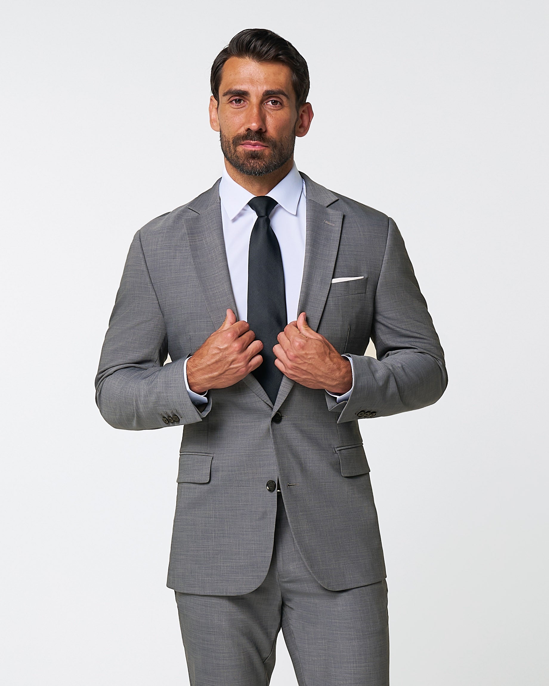 Athletic Fit Stretch Suit - Heathered Grey