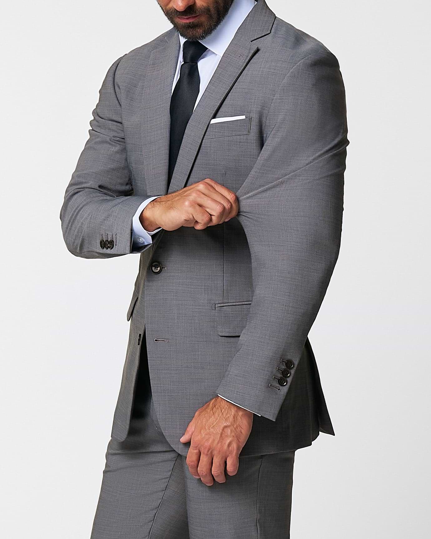 Athletic Fit Stretch Suit - Heathered Grey