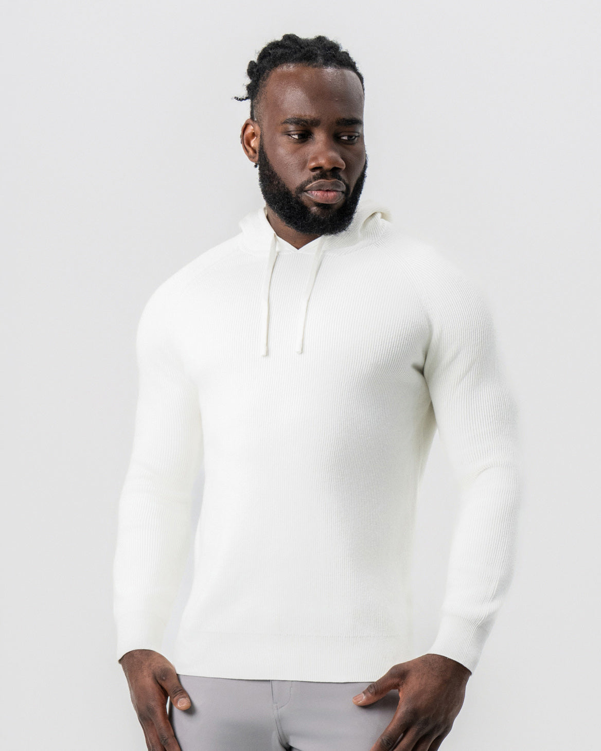 Heavy Knit Hoodie - Cream