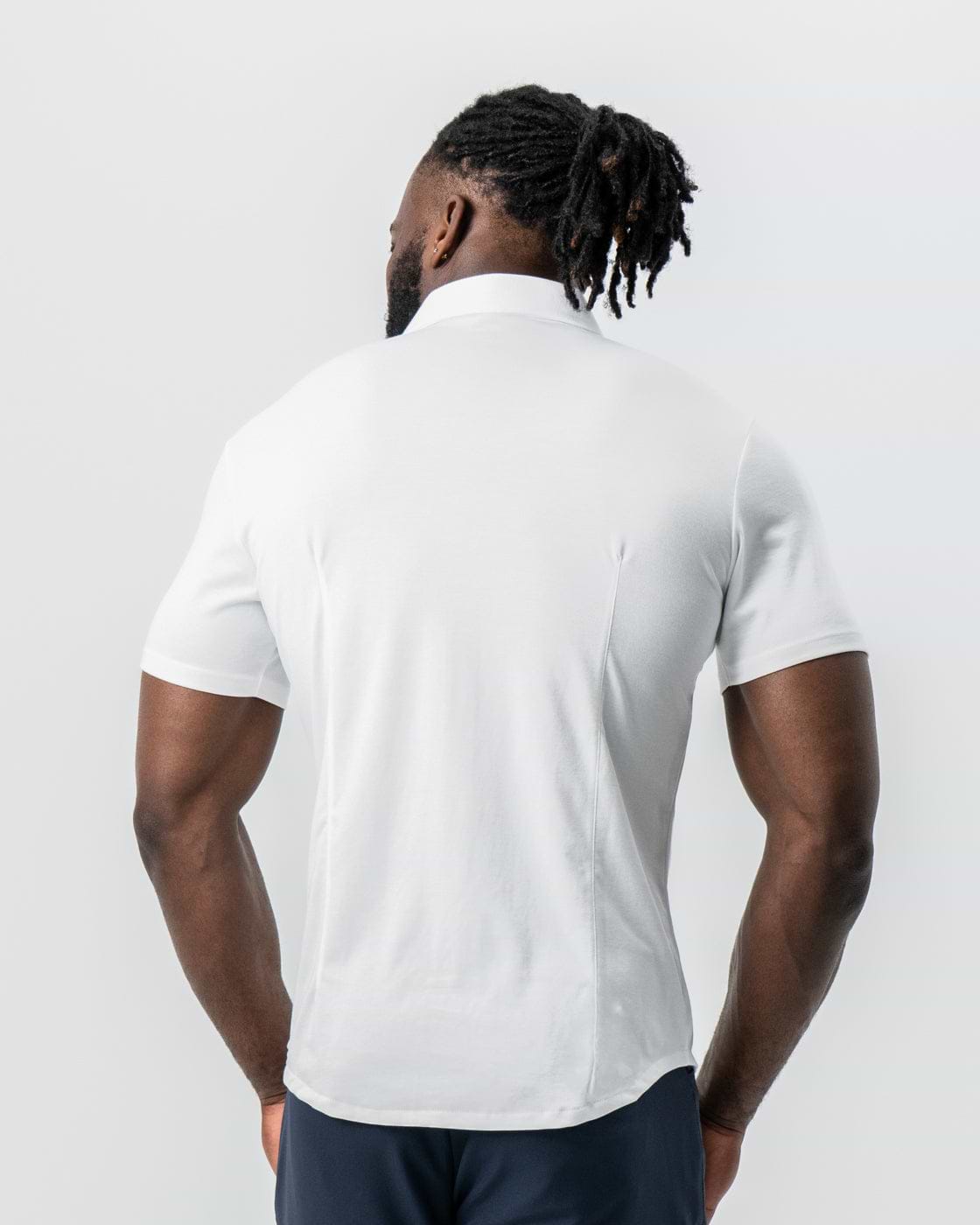 "The Kendric" White Pique Short Sleeve Button Down