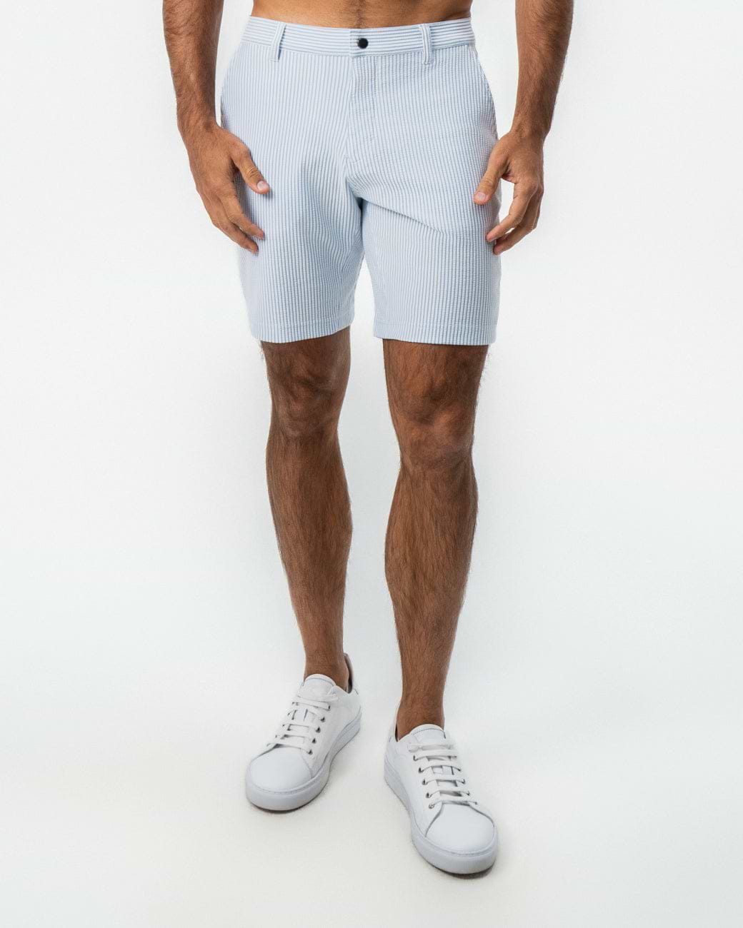 Athletic Fit Shorts - Light Blue & White Seersucker