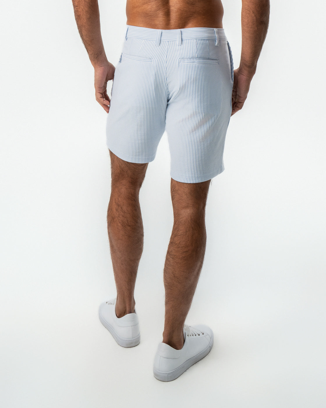 Athletic Fit Shorts - Light Blue & White Seersucker
