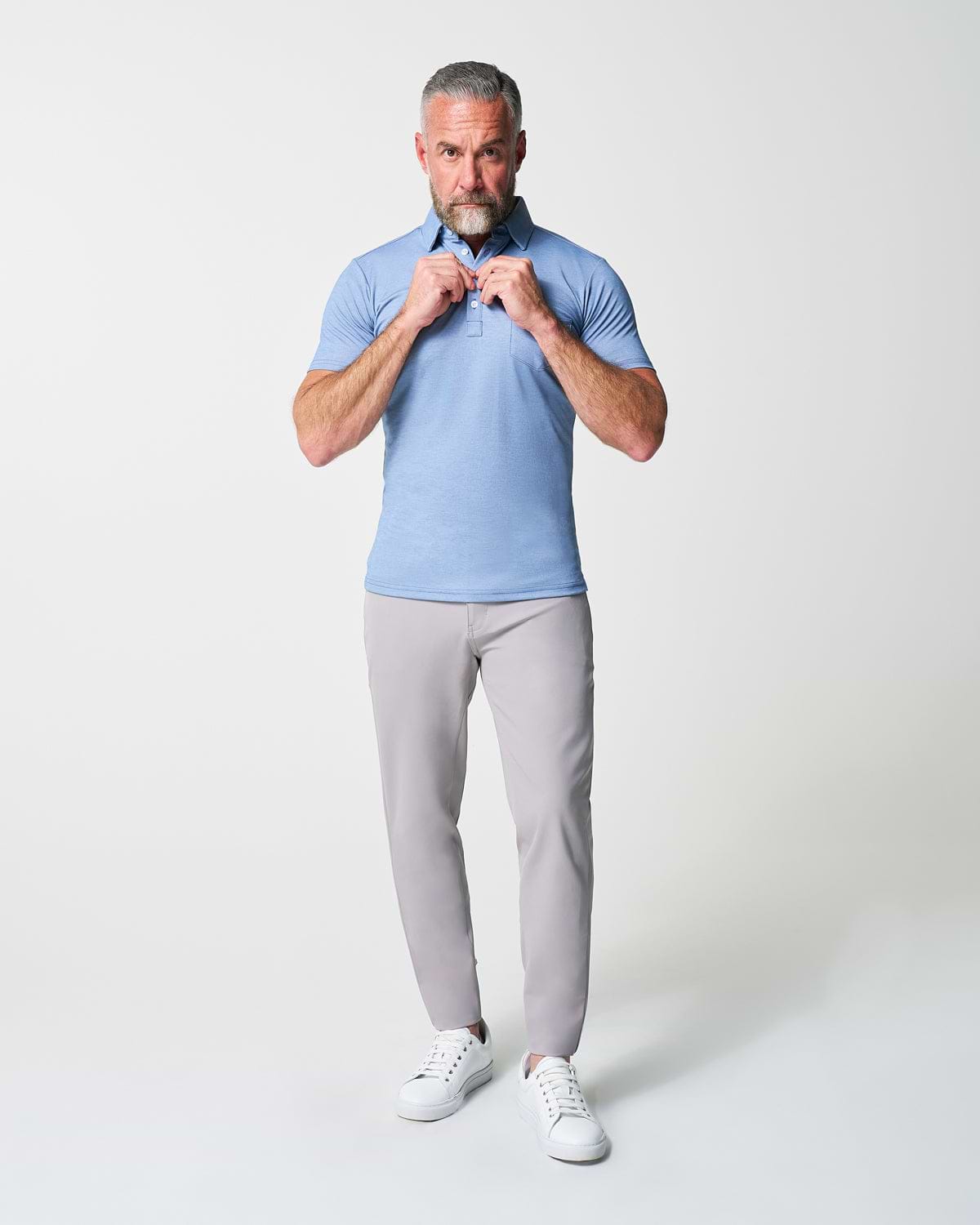 "The Matt" Sky Blue Pique Polo