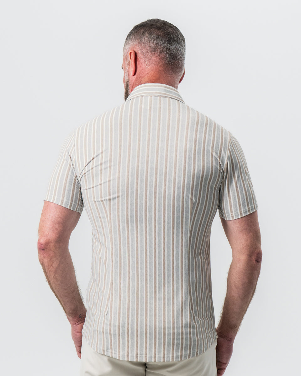 "The Maui" Light Blue & Brown Stripe
