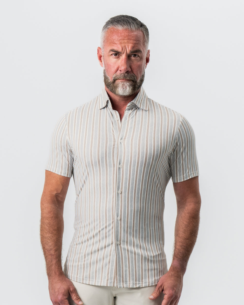 "The Maui" Light Blue & Brown Stripe