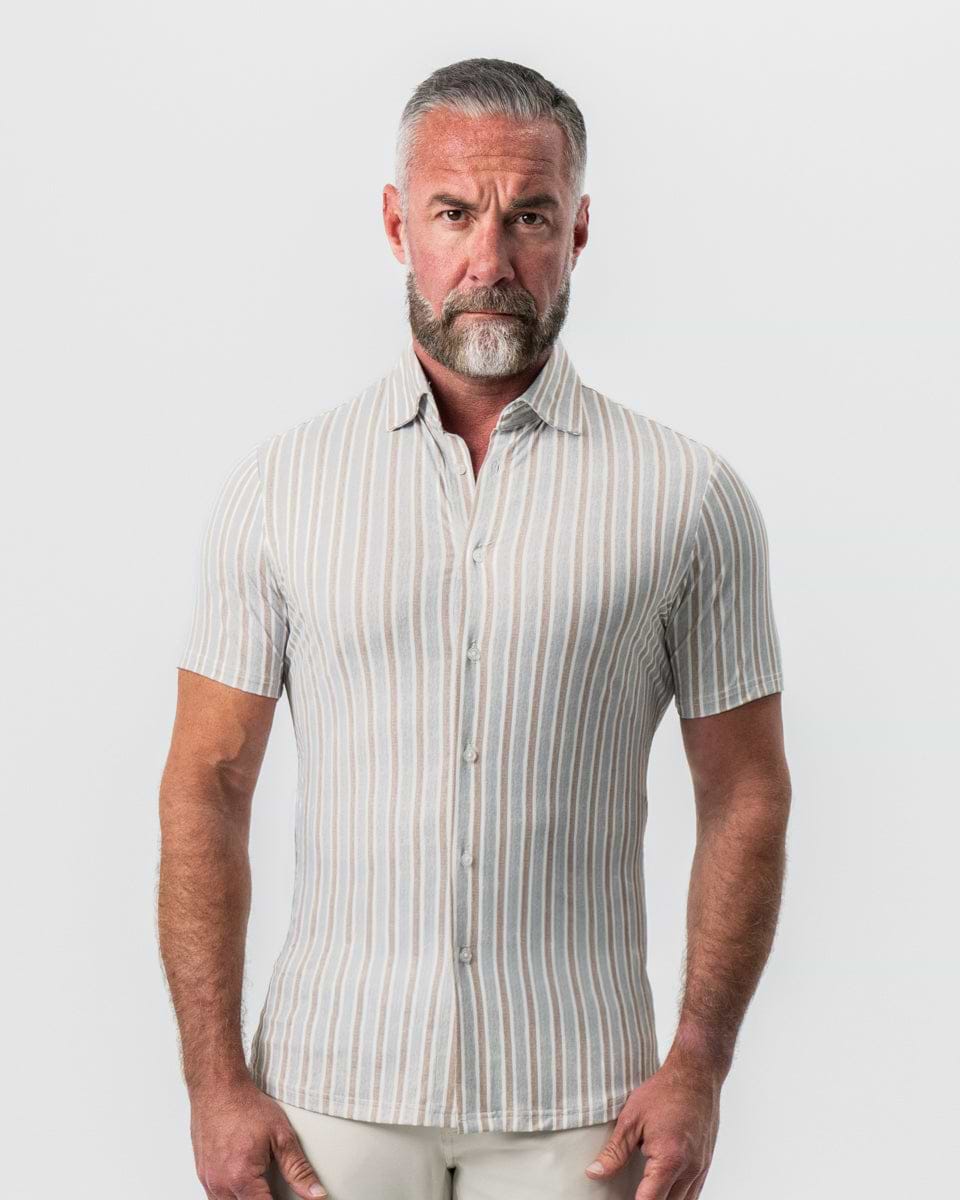 "The Maui" Light Blue & Brown Stripe