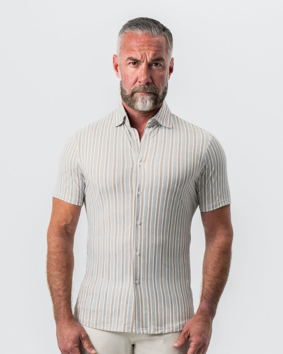 "The Maui" Light Blue & Brown Stripe