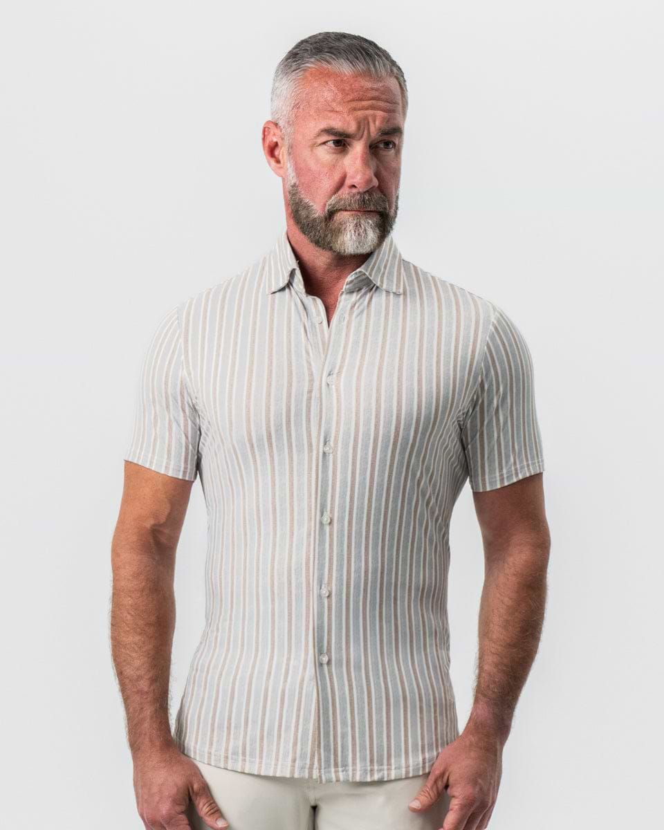 "The Maui" Light Blue & Brown Stripe