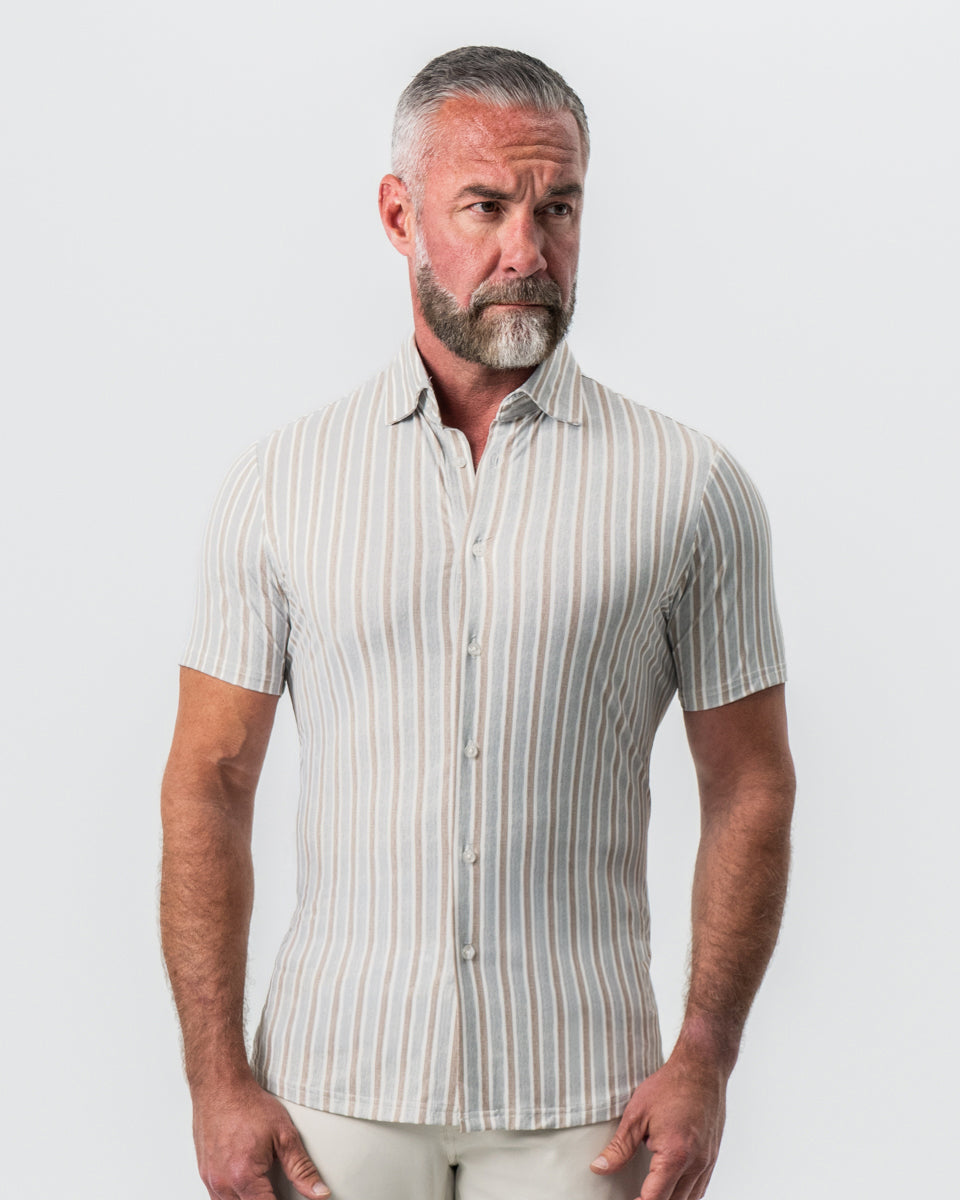 "The Maui" Light Blue & Brown Stripe