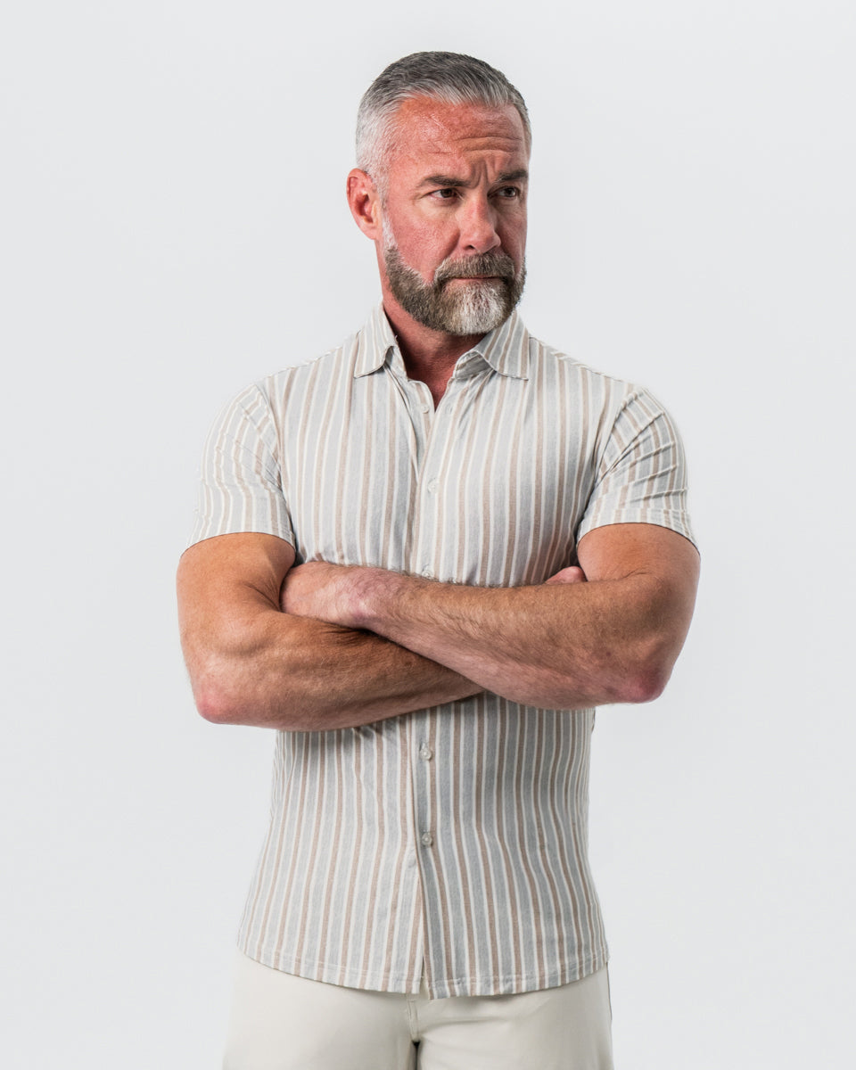 "The Maui" Light Blue & Brown Stripe