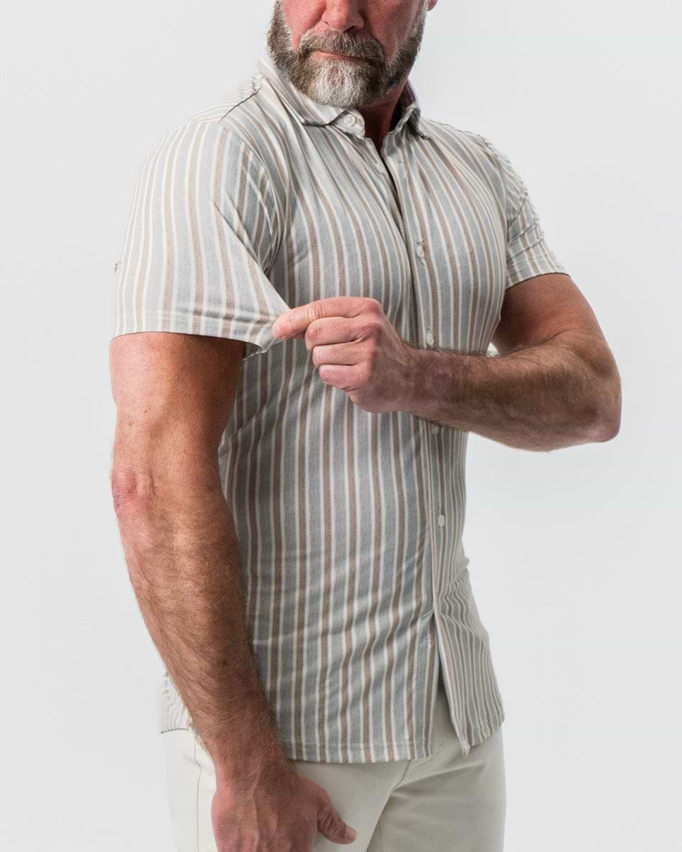 "The Maui" Light Blue & Brown Stripe