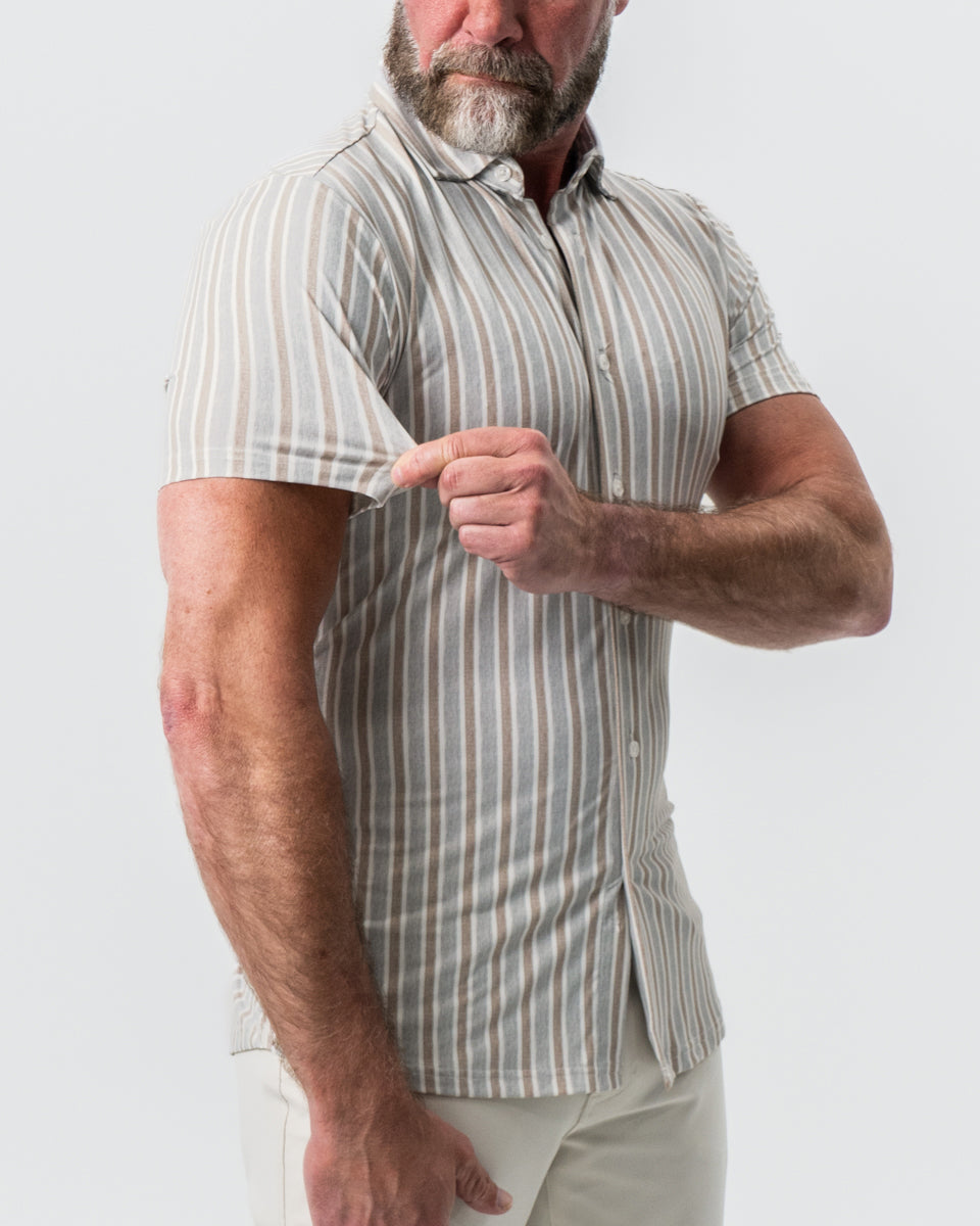 "The Maui" Light Blue & Brown Stripe