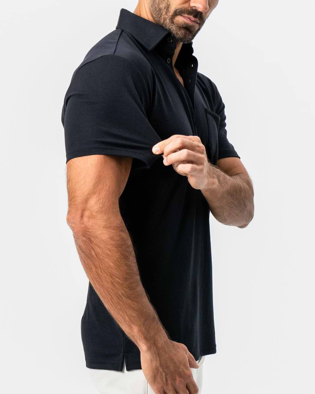 "The Mercury" Black Pique Polo