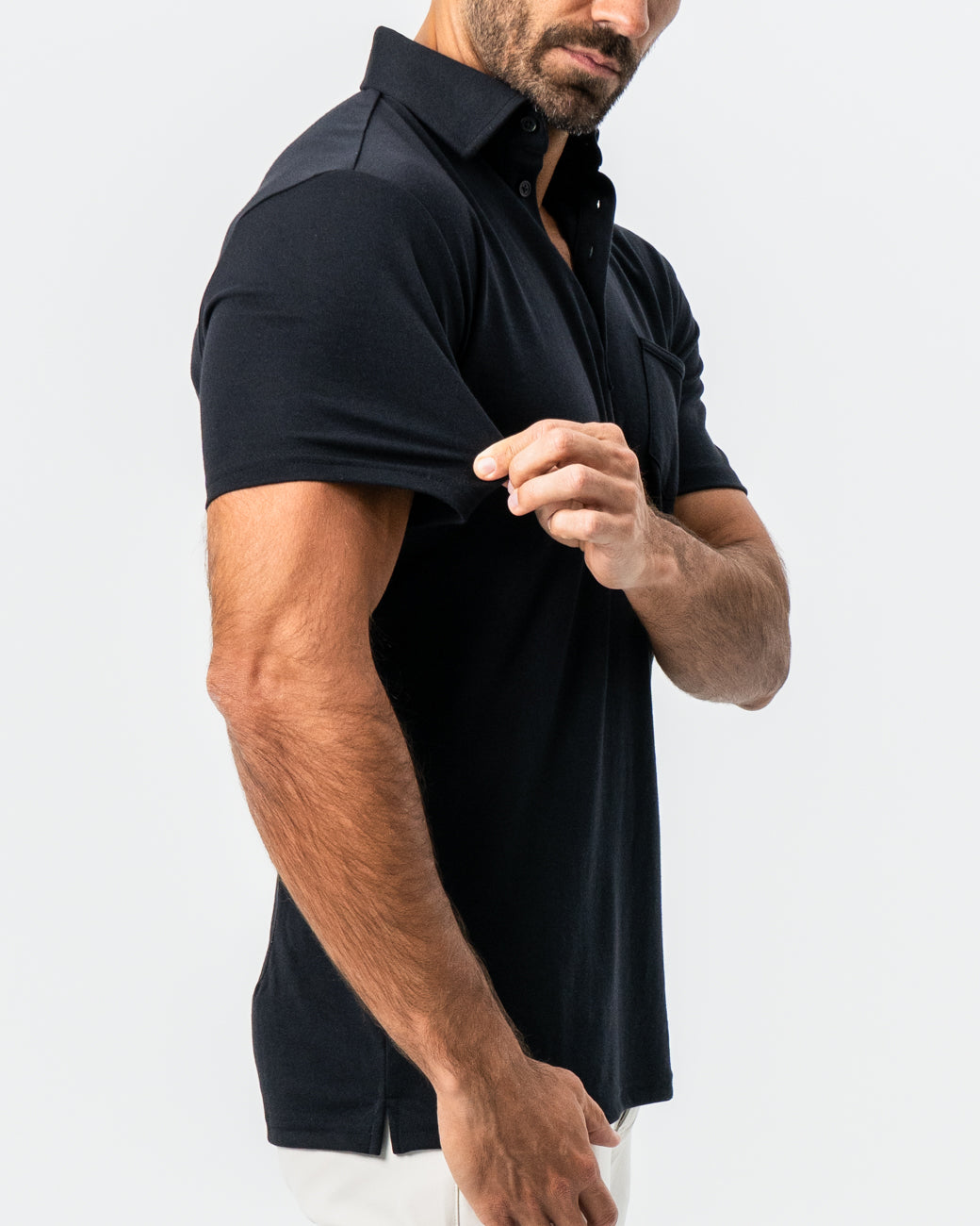 "The Mercury" Black Pique Polo