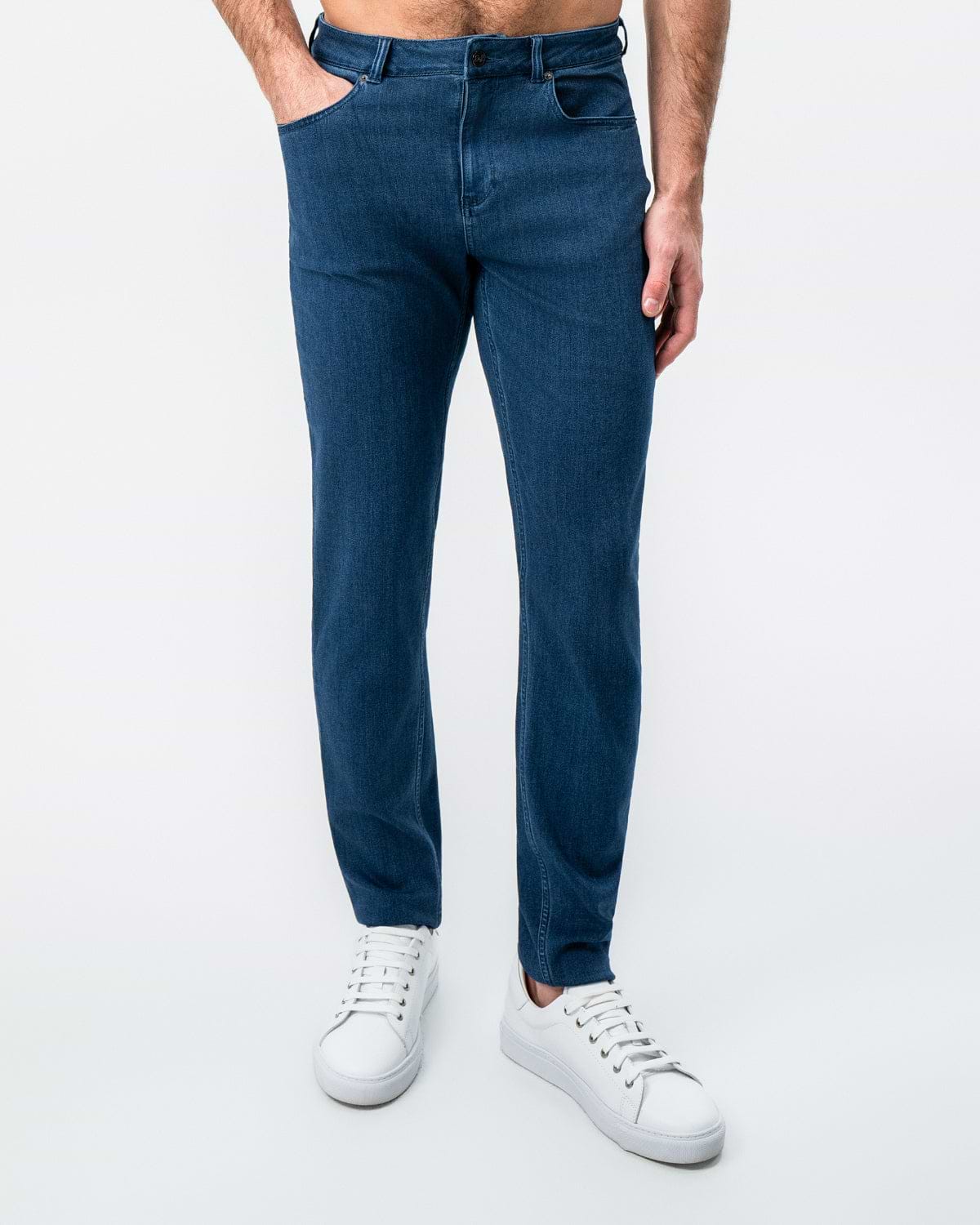 Athletic Fit Stretch Jeans - Mid Blue
