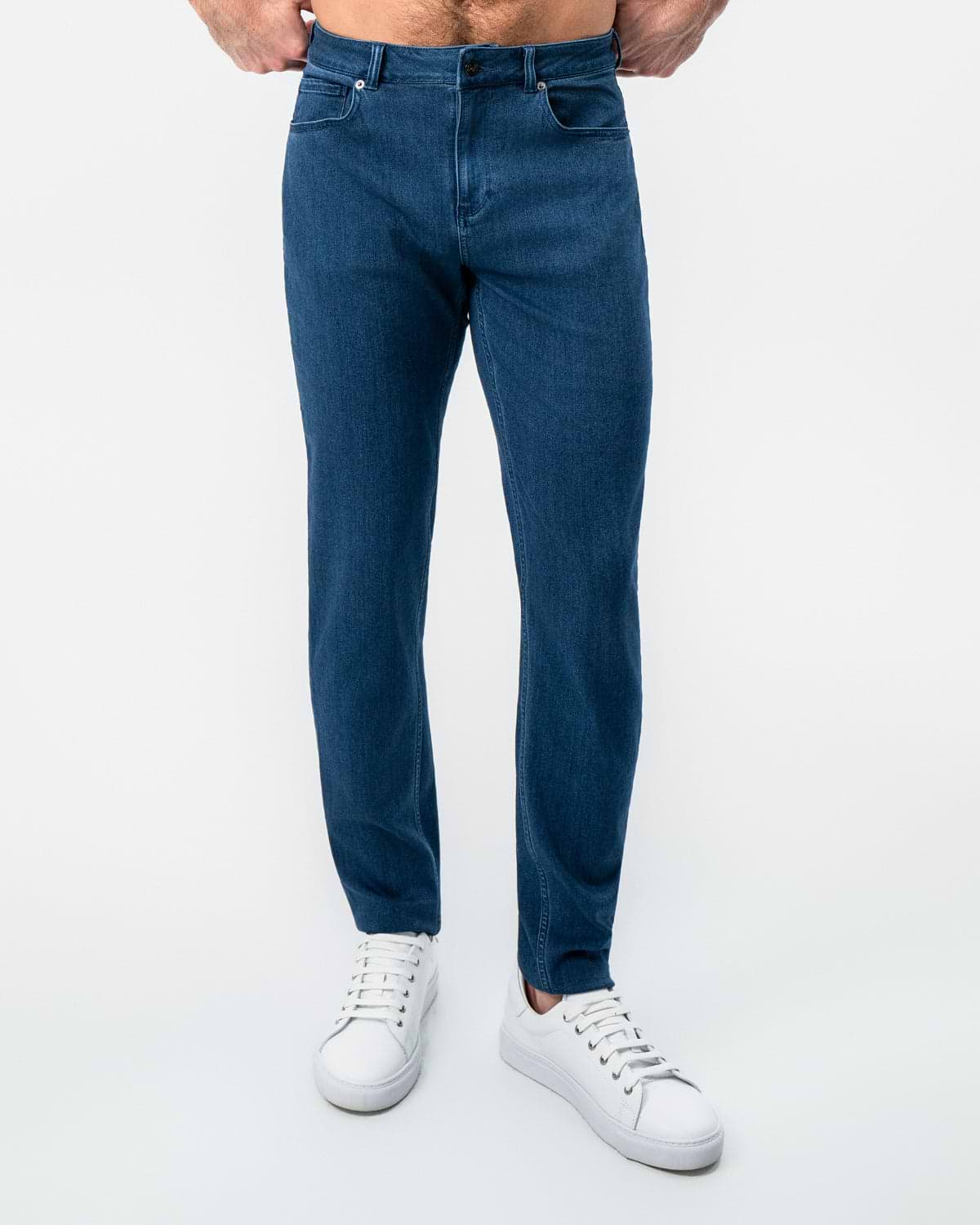 Athletic Fit Stretch Jeans - Mid Blue