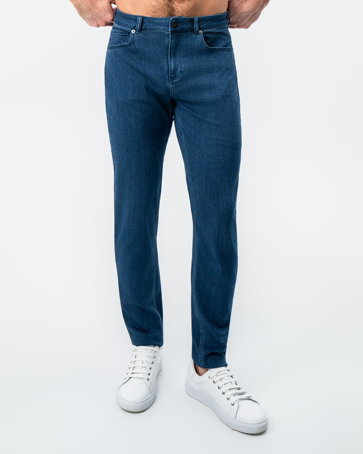 Athletic Fit Stretch Jeans - Mid Blue