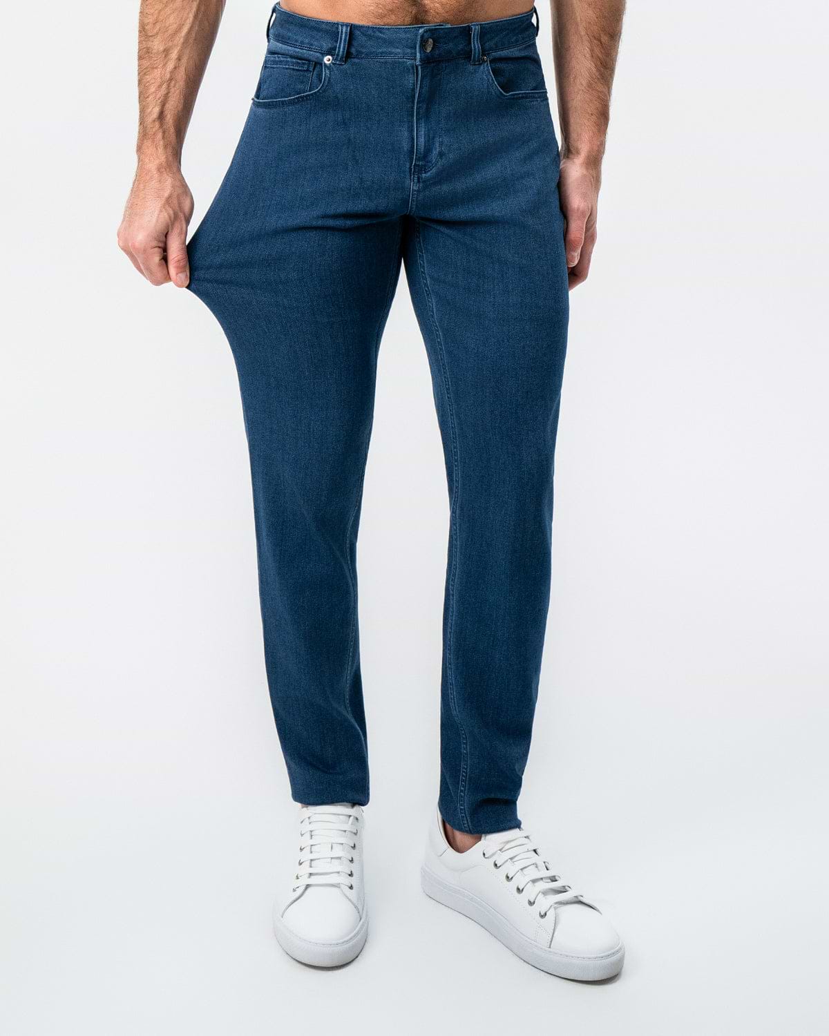 Athletic Fit Stretch Jeans - Mid Blue