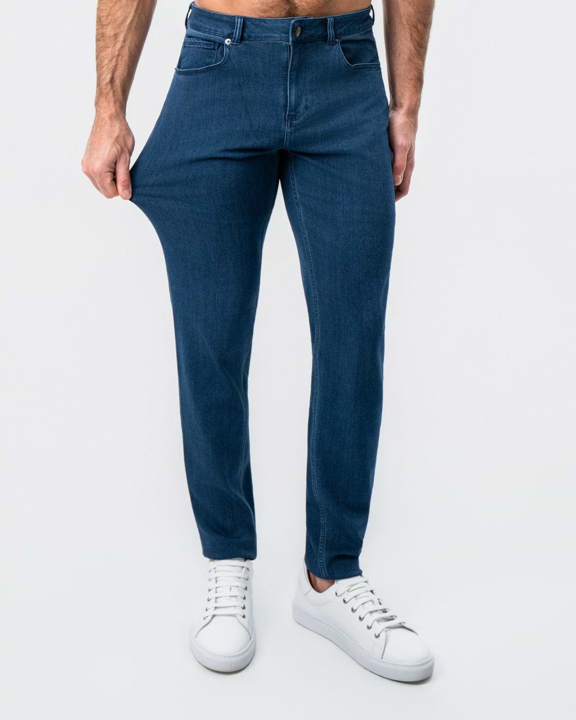 Athletic Fit Stretch Jeans - Mid Blue