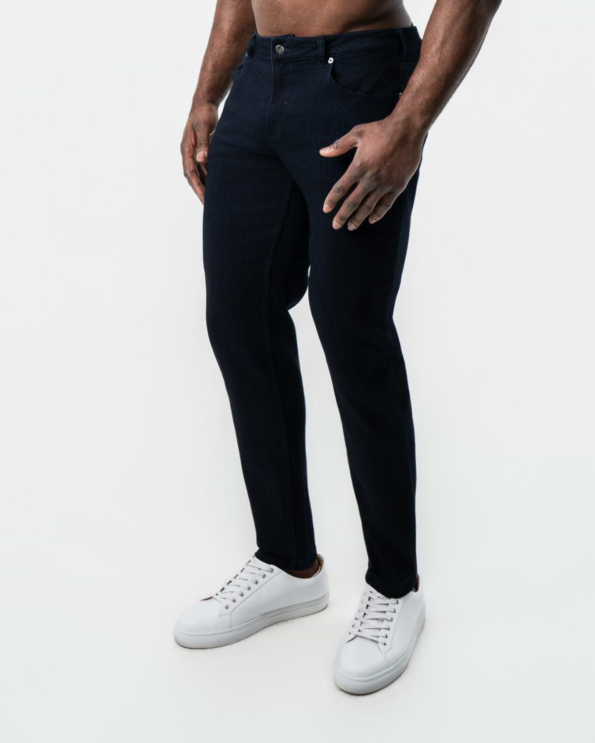 Athletic Fit Stretch Jeans - Navy