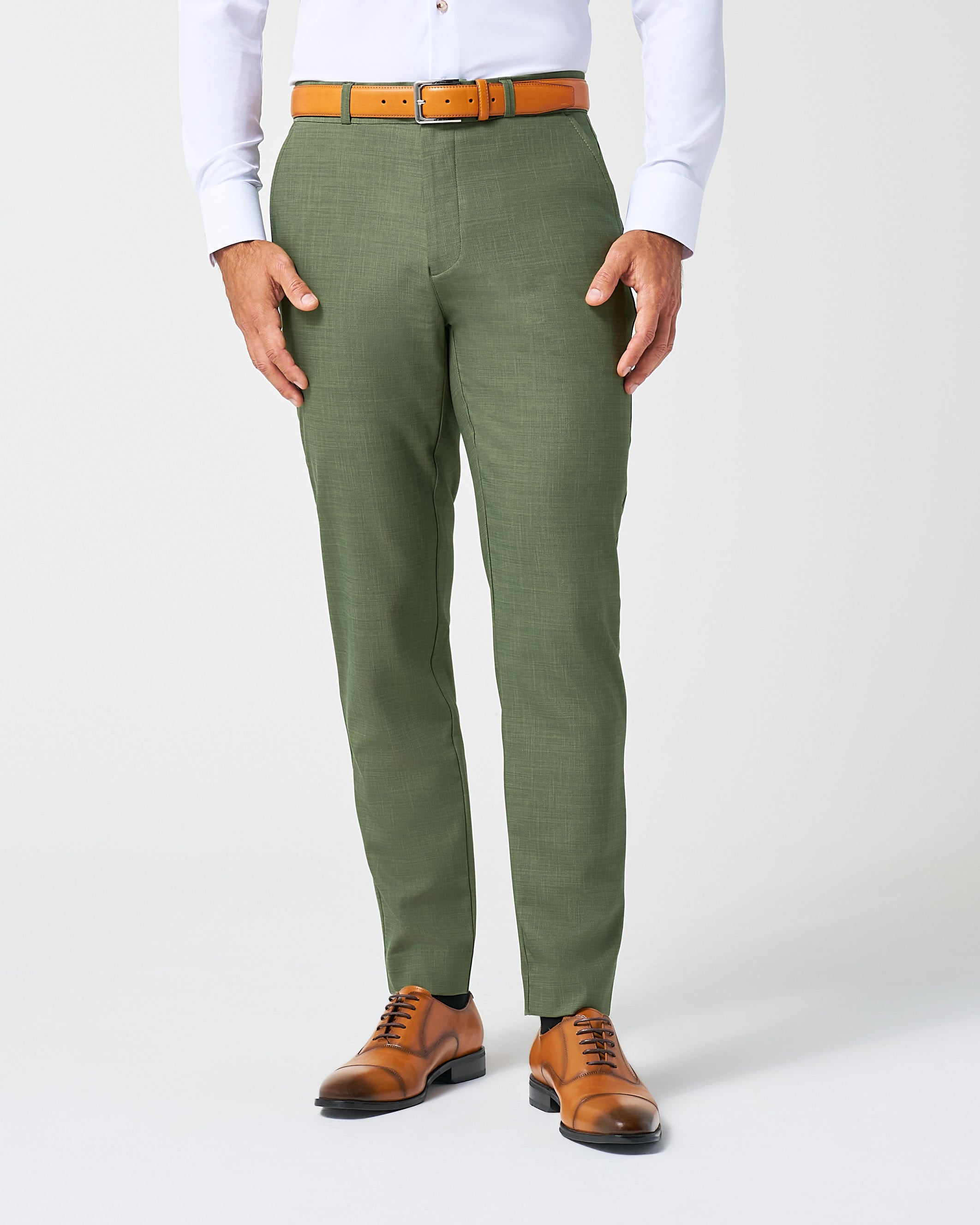 Athletic Fit Stretch Pants - Heathered Forest Green