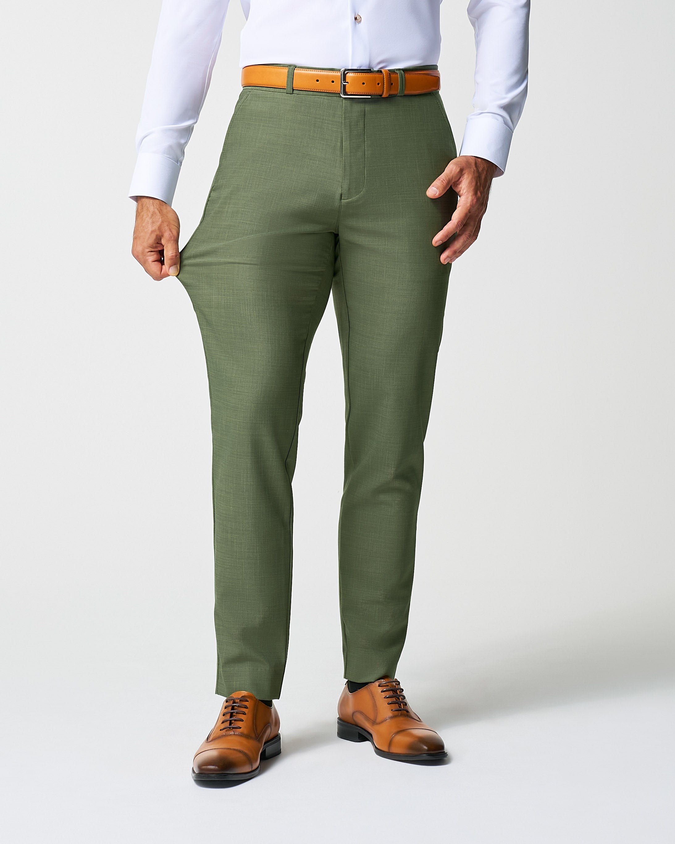 Athletic Fit Stretch Pants - Heathered Forest Green