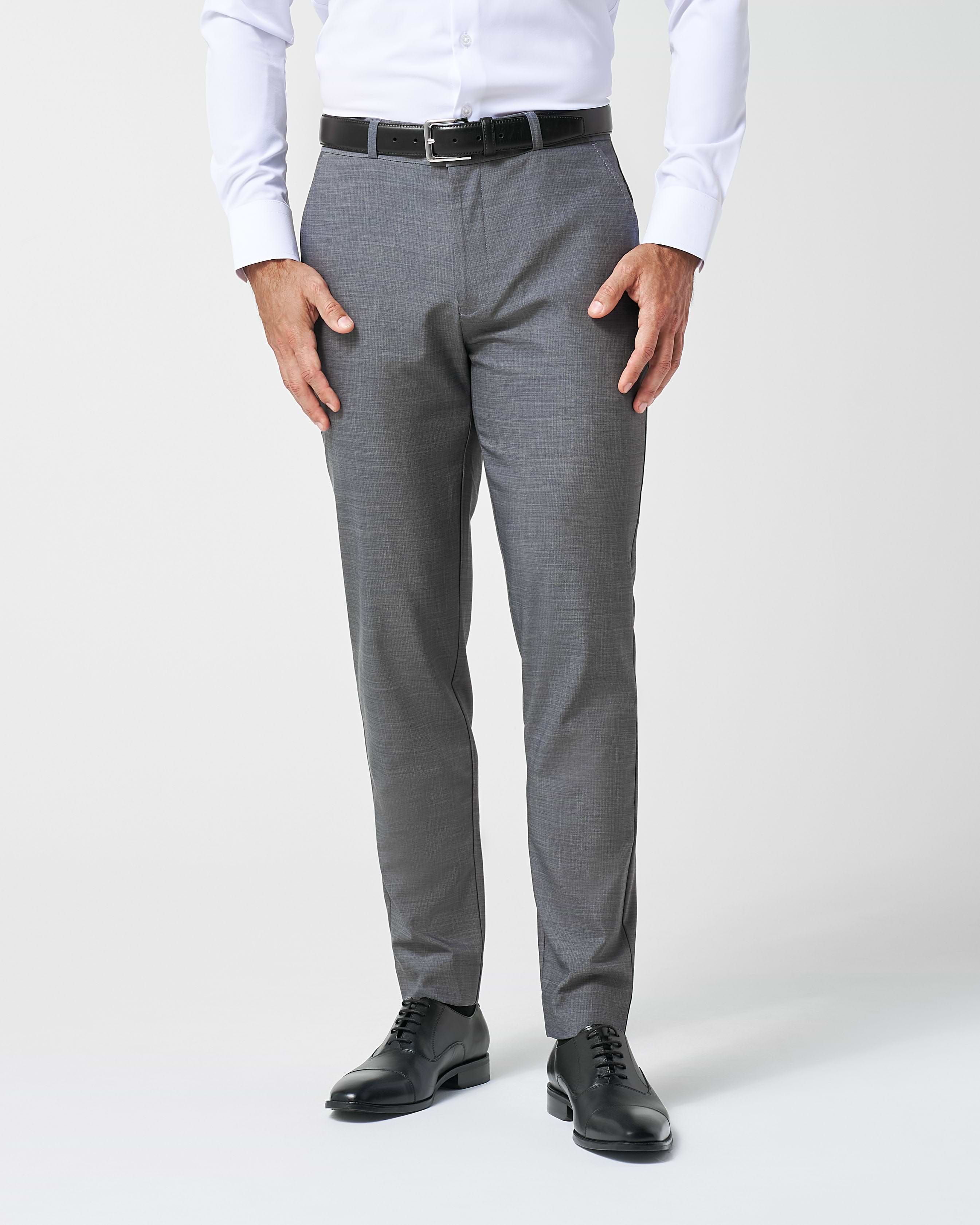 Athletic Fit Stretch Suit Pants - Heathered Grey