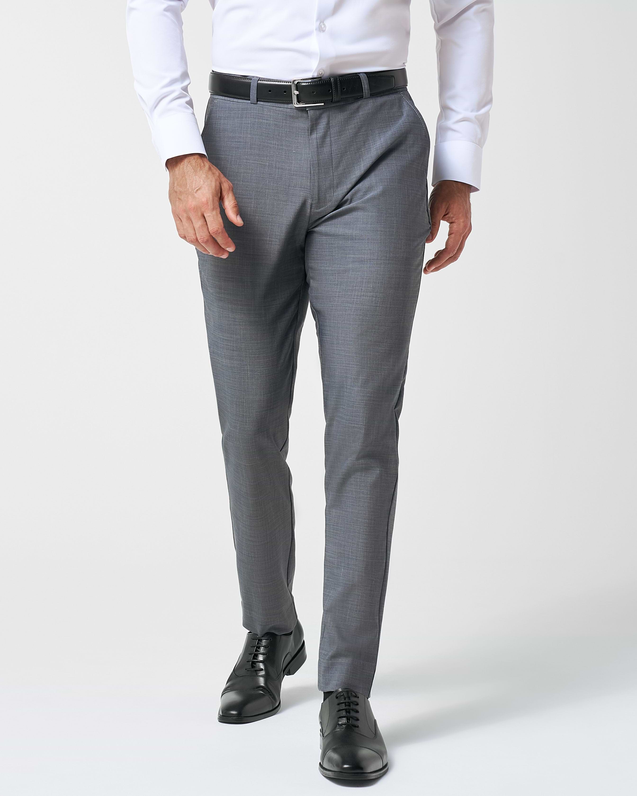 Athletic Fit Stretch Suit Pants - Heathered Grey