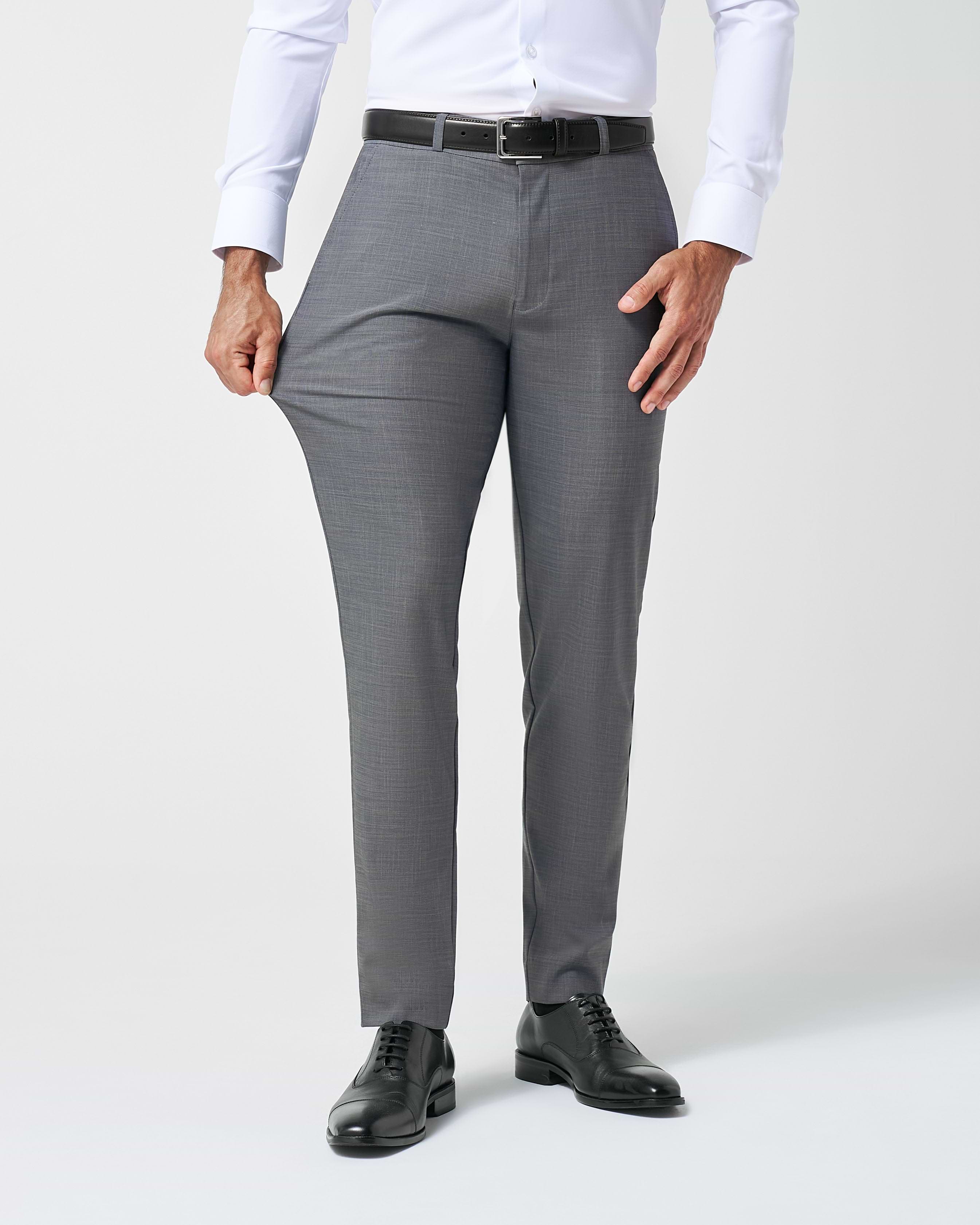 Athletic Fit Stretch Suit Pants - Heathered Grey