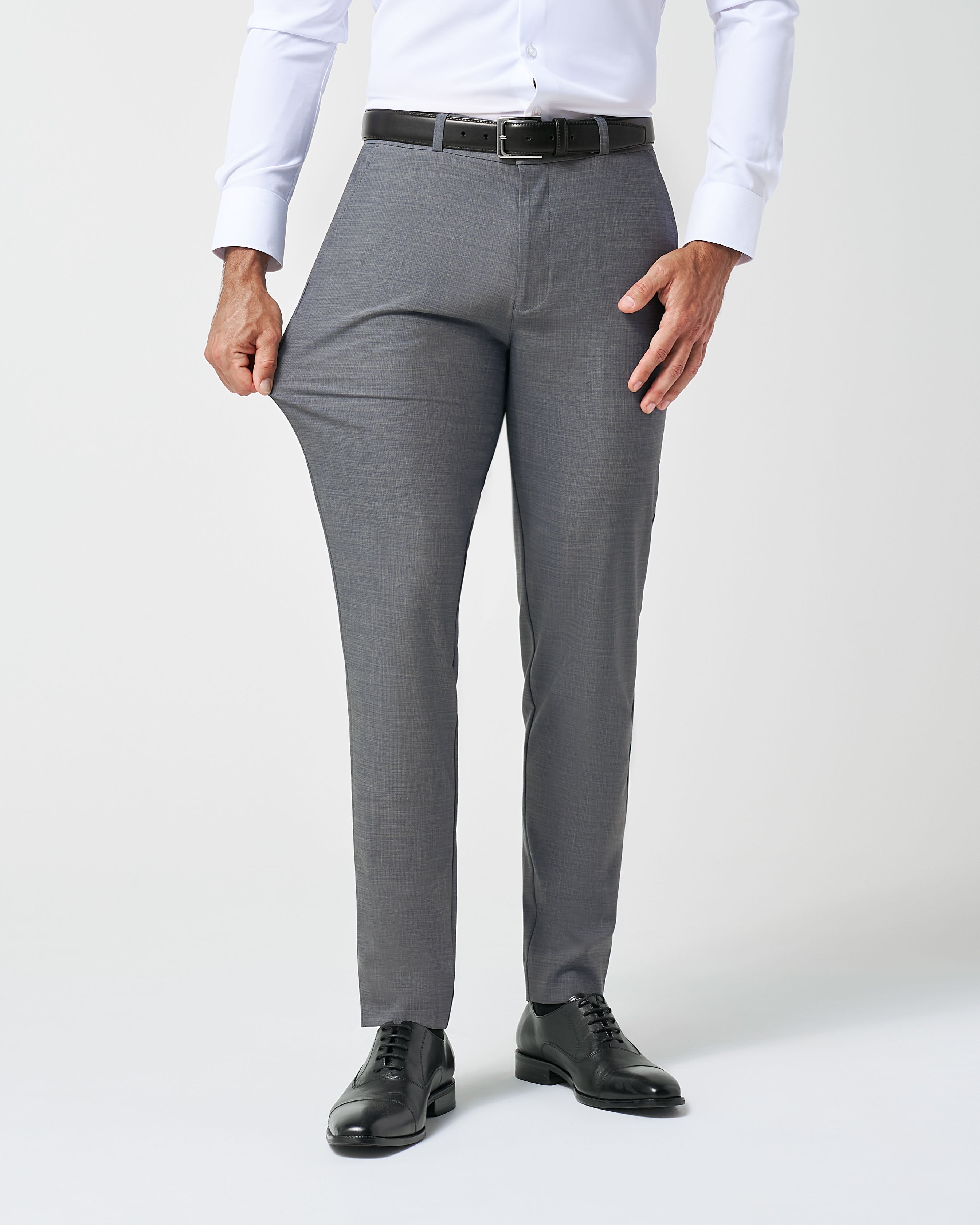 Athletic Fit Stretch Suit Pants - Heathered Grey