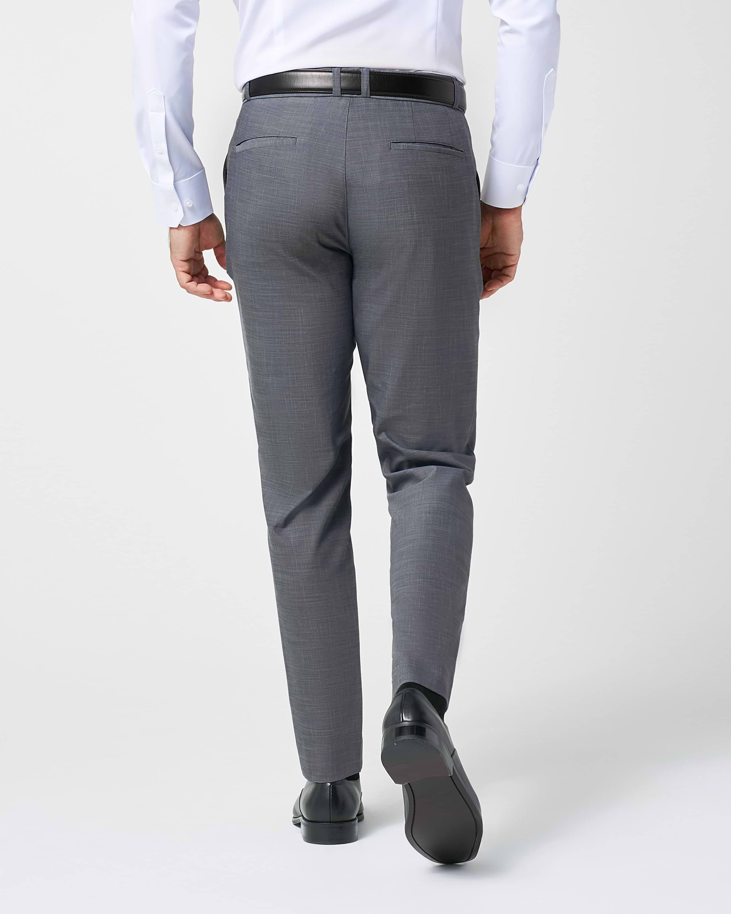 Athletic Fit Stretch Suit Pants - Heathered Grey