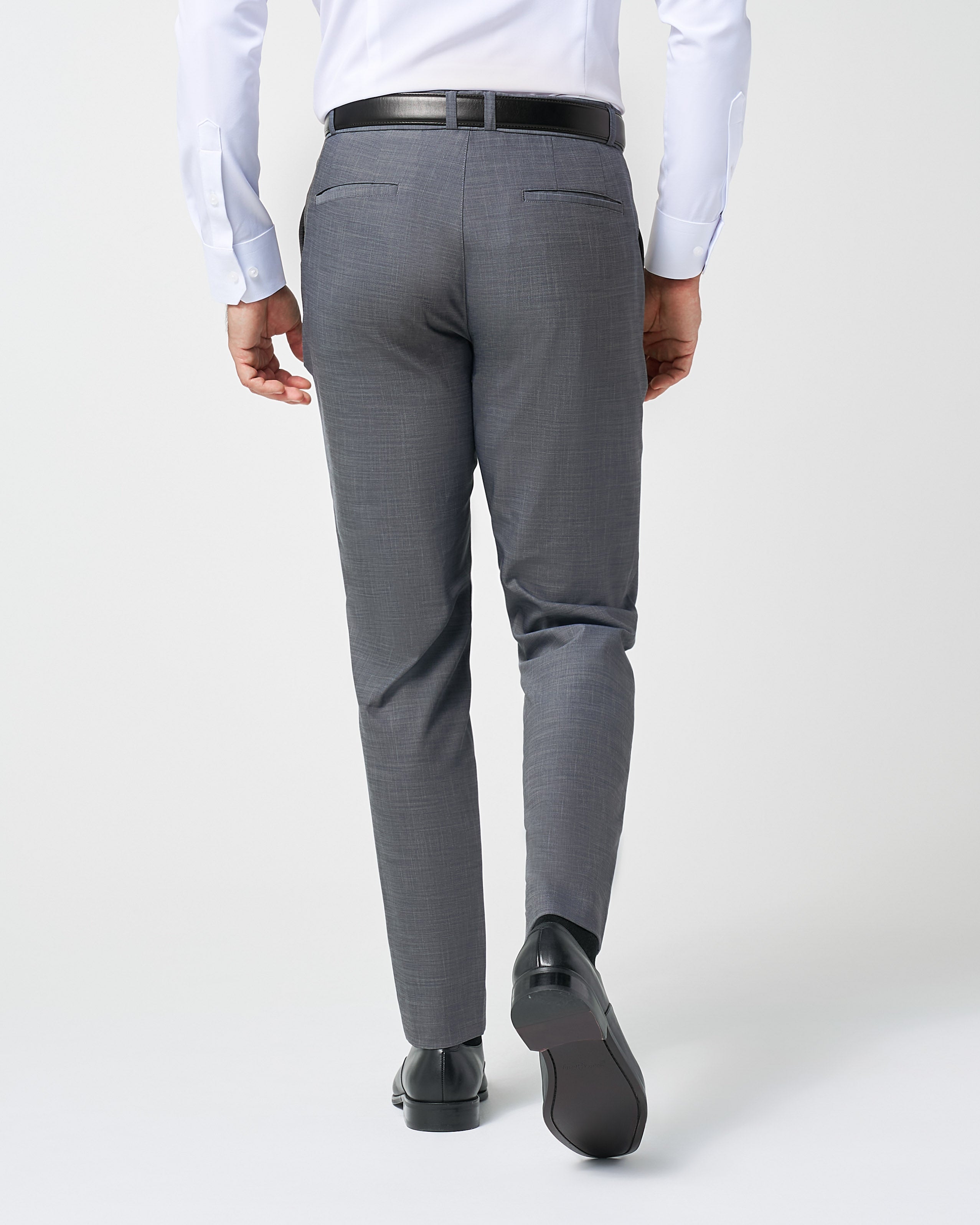 Athletic Fit Stretch Suit Pants - Heathered Grey