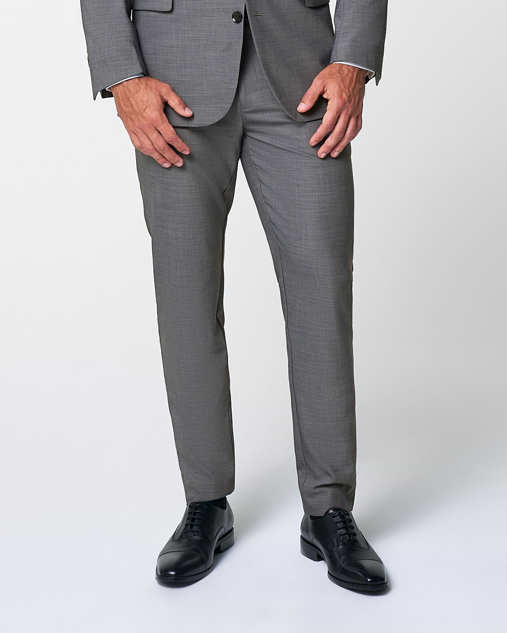 Athletic Fit Stretch Suit Pants - Heathered Grey