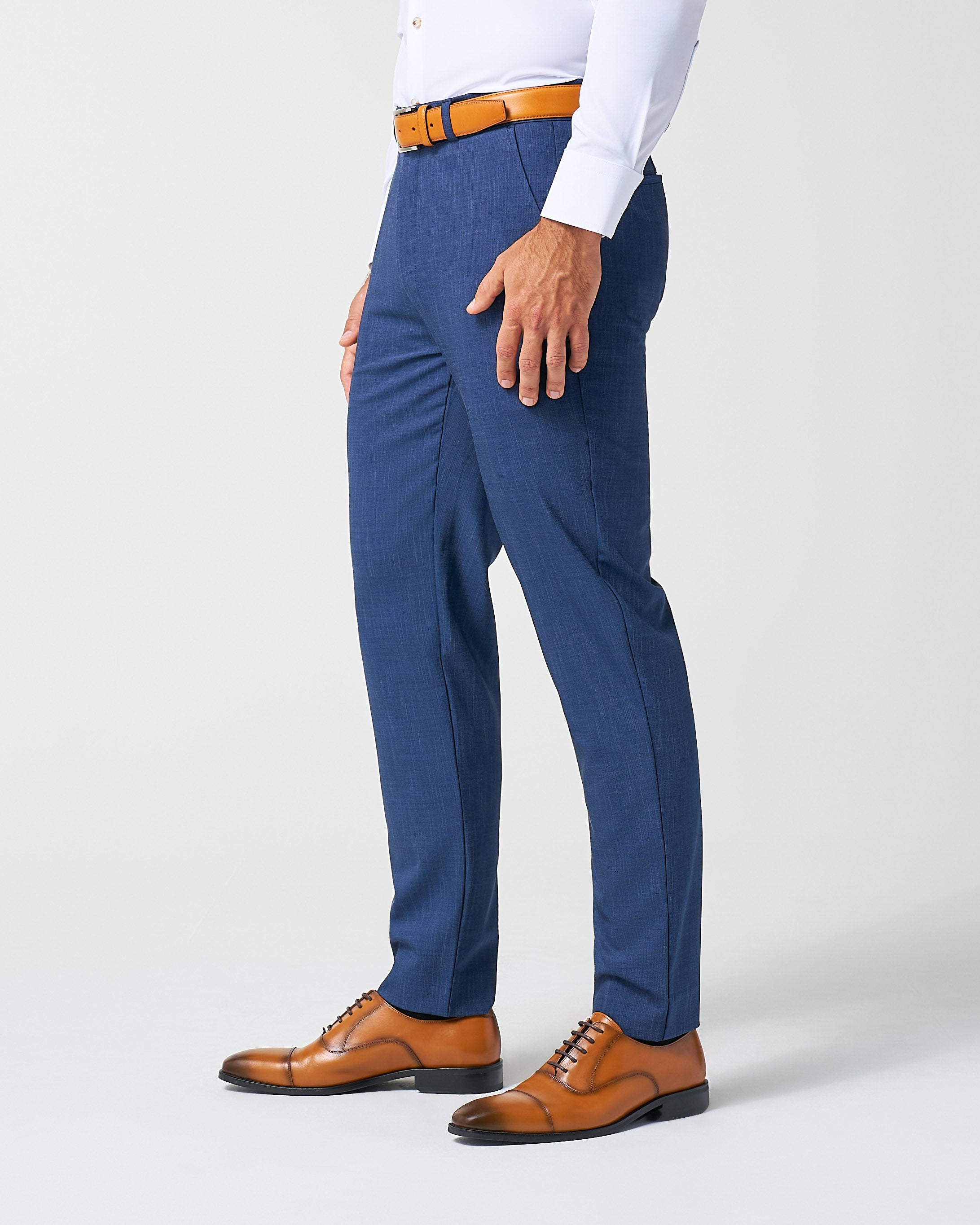 Athletic Fit Stretch Suit Pants - Heathered Navy