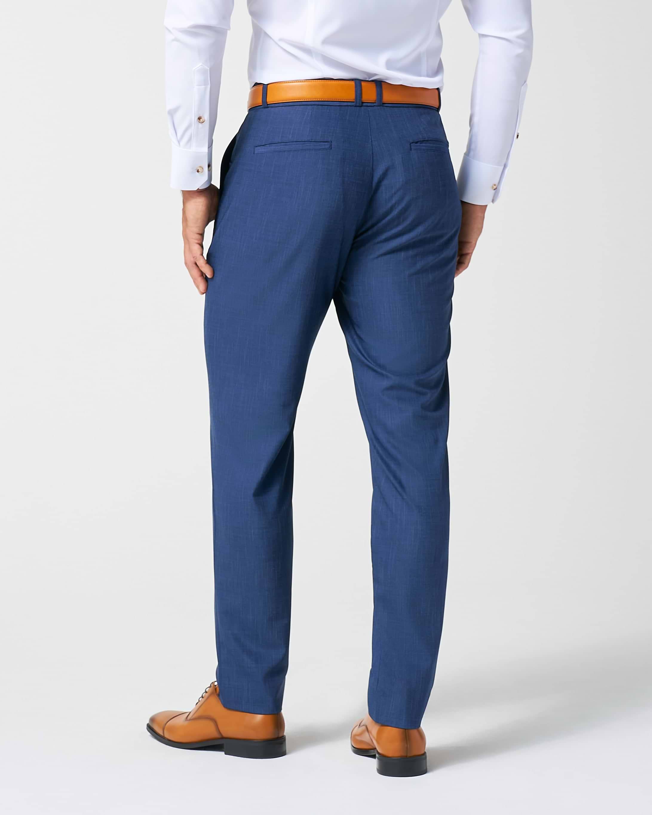 Athletic Fit Stretch Suit Pants - Heathered Navy