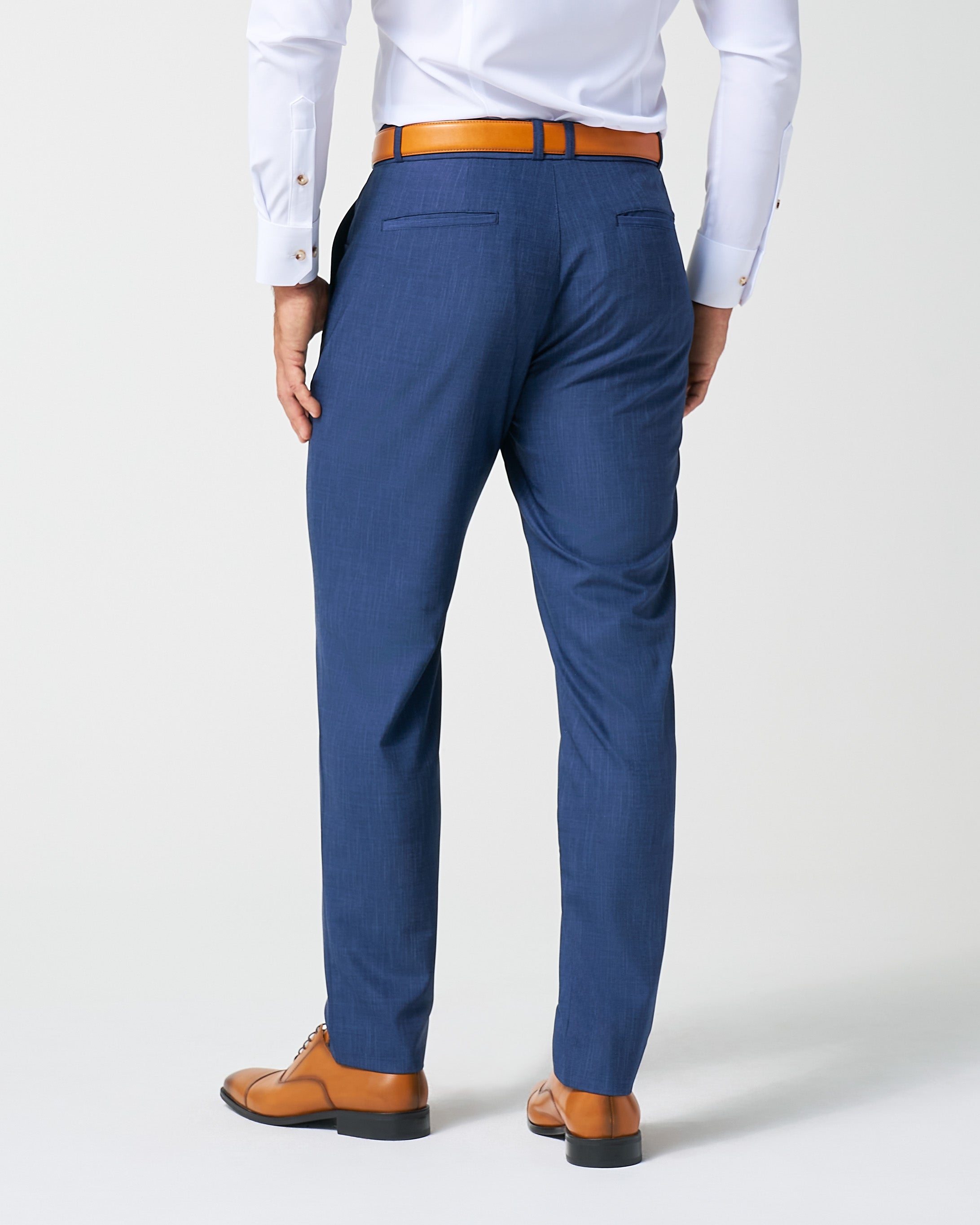 Athletic Fit Stretch Suit Pants - Heathered Navy