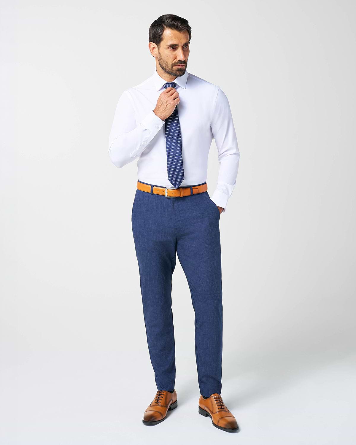 Athletic Fit Stretch Suit Pants - Heathered Navy